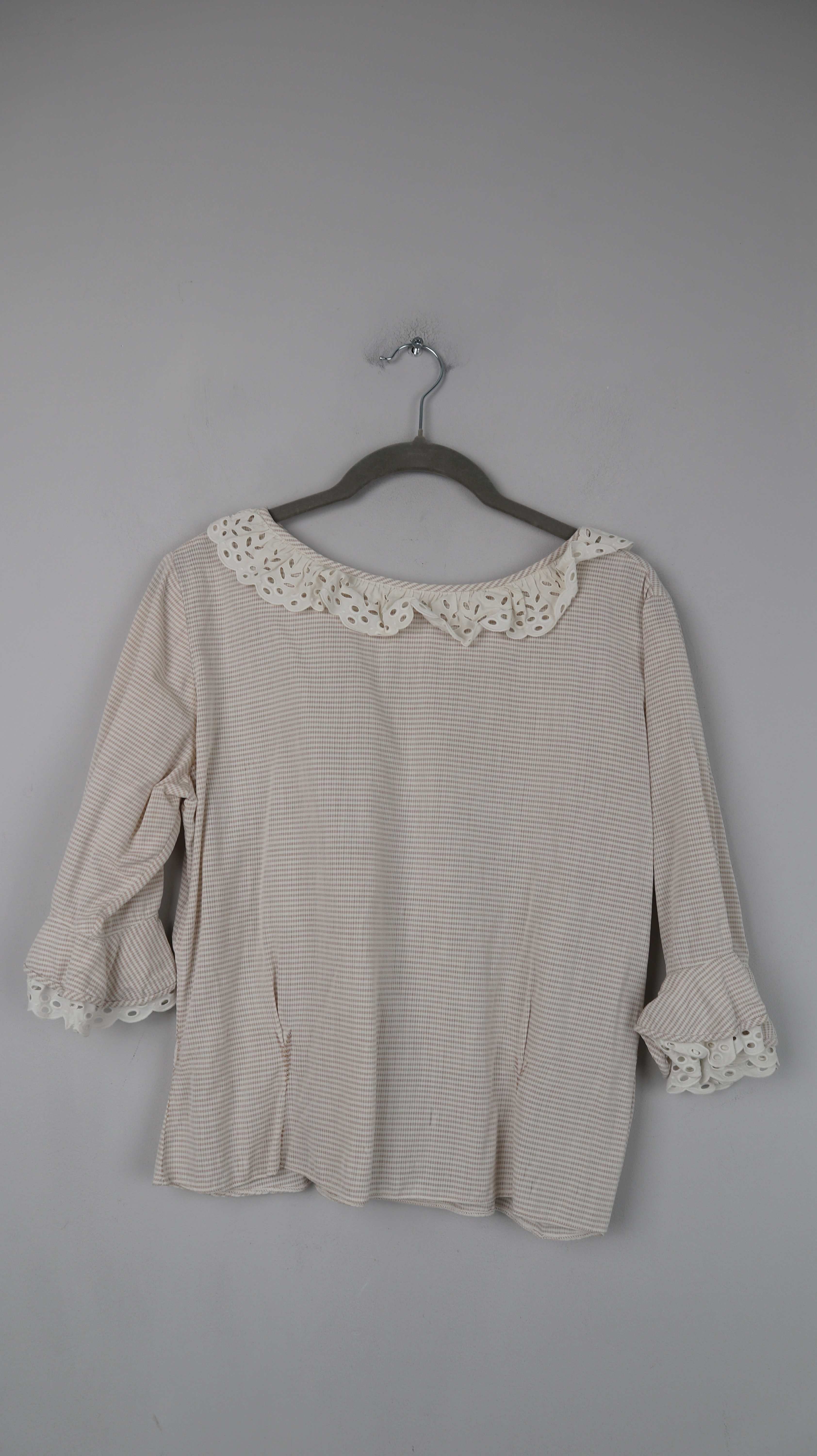 True Vintage Bluse Beige braun 38 M Schößchenbluse Oberteil