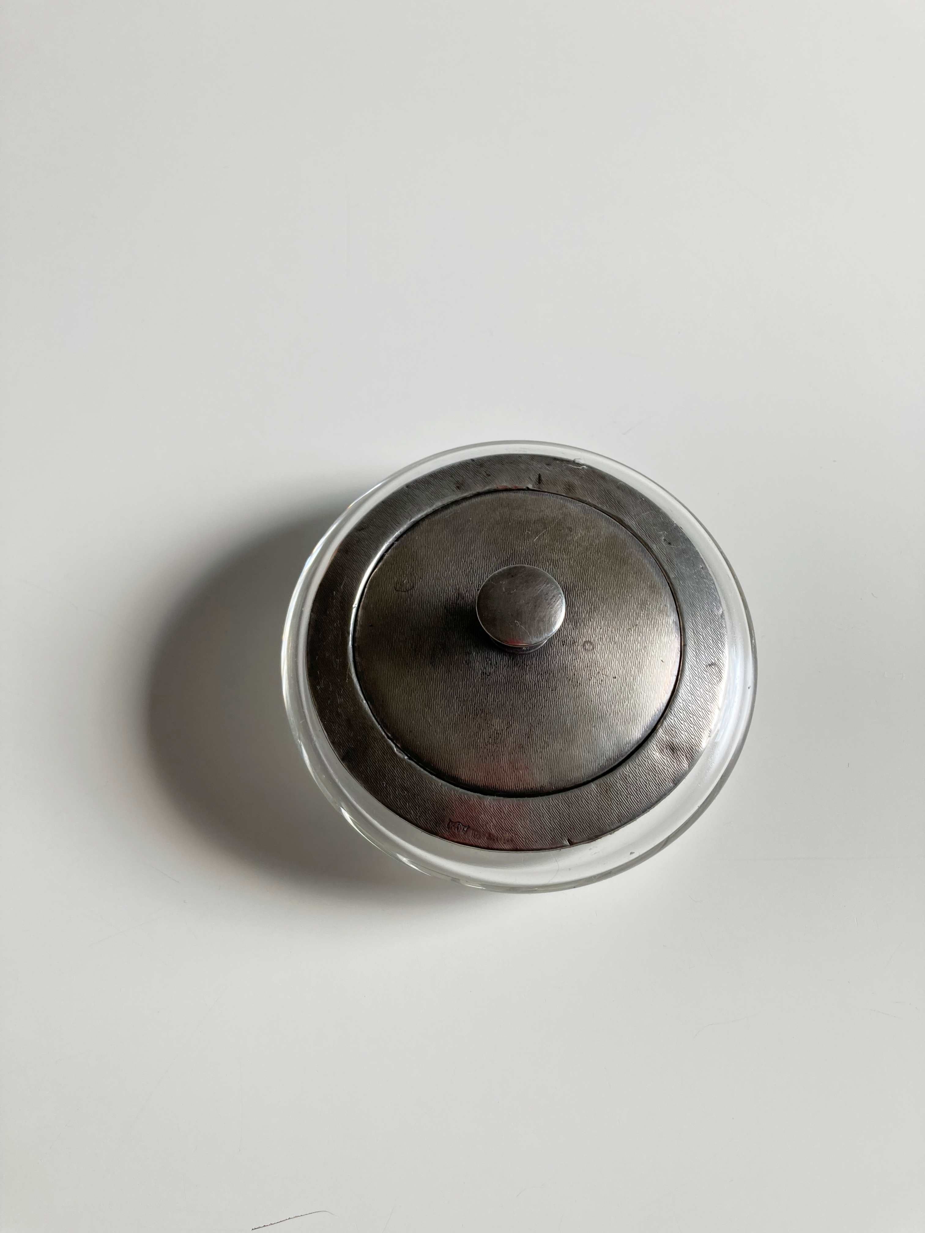 Alte Glasdose Kristallglas Spiegel Antik versilbert Dose Schatulle