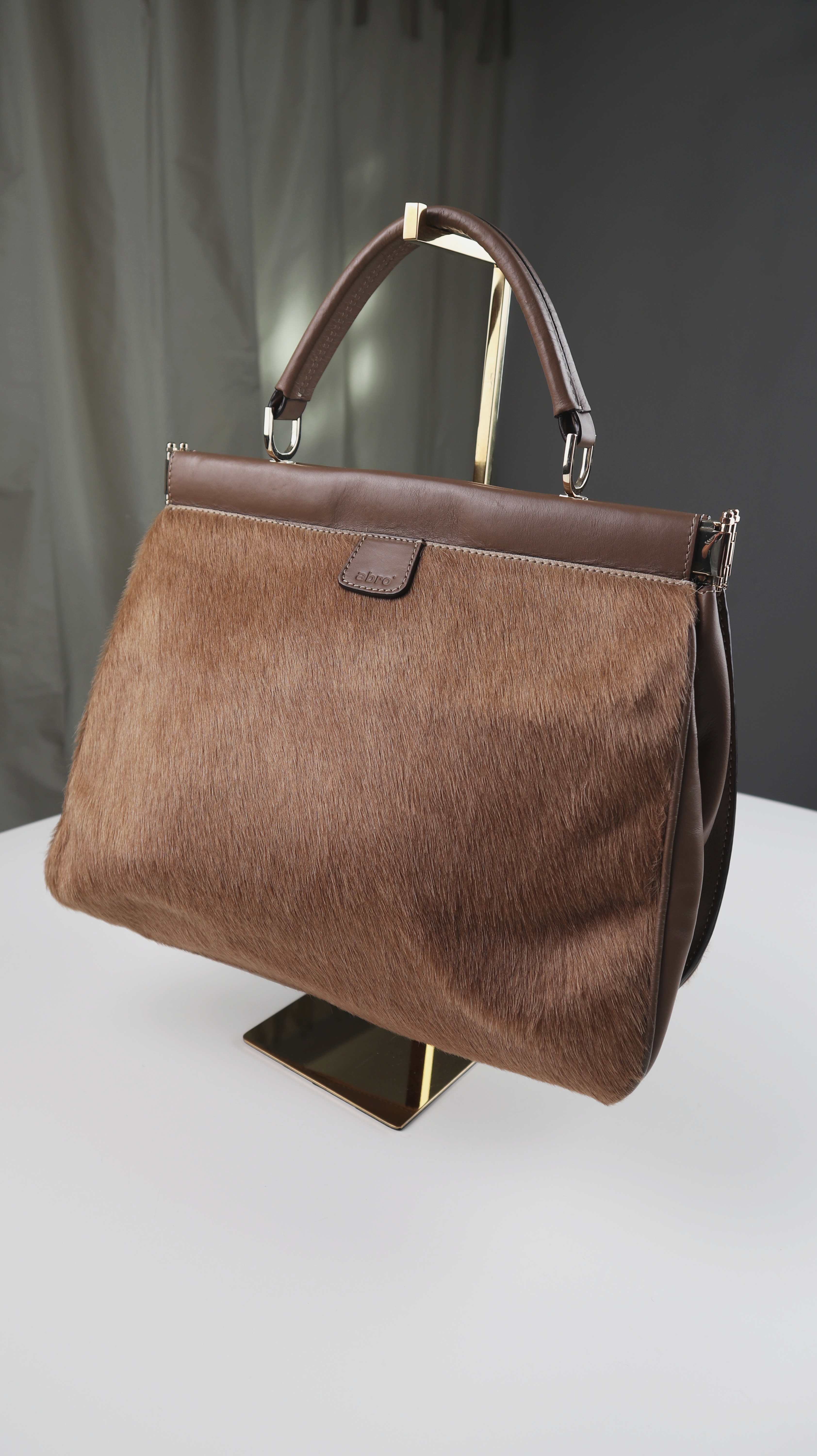 Abro Tasche Handtasche braun Ledertasche Felltasche