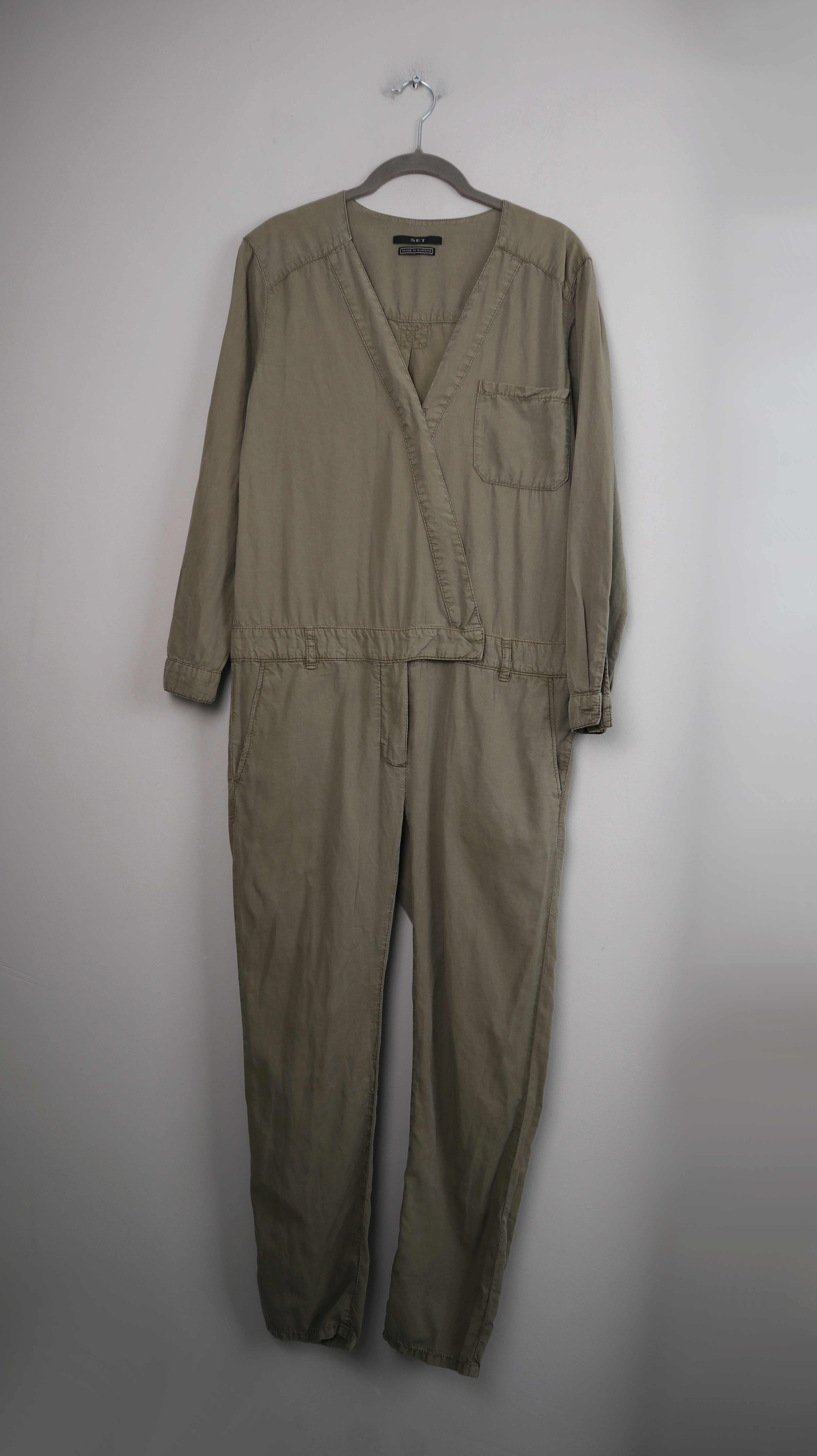 Set Overall Grün Khaki Anzug Ganzkörperanzug 32 XS S Einfarbig Einteiler