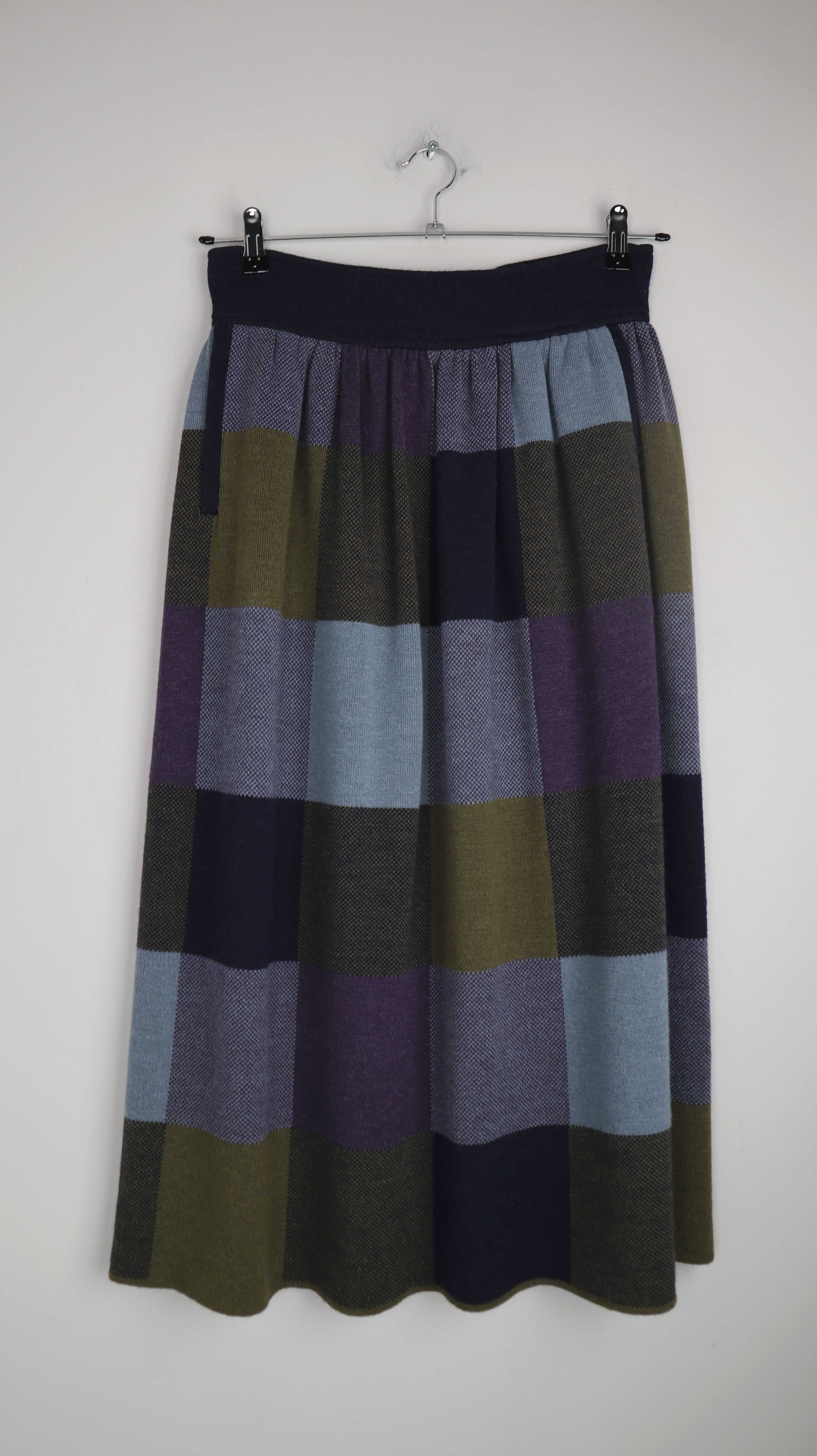 True Vintage Rock Wolle Wollrock Midirock Blau Grün 42 38 M