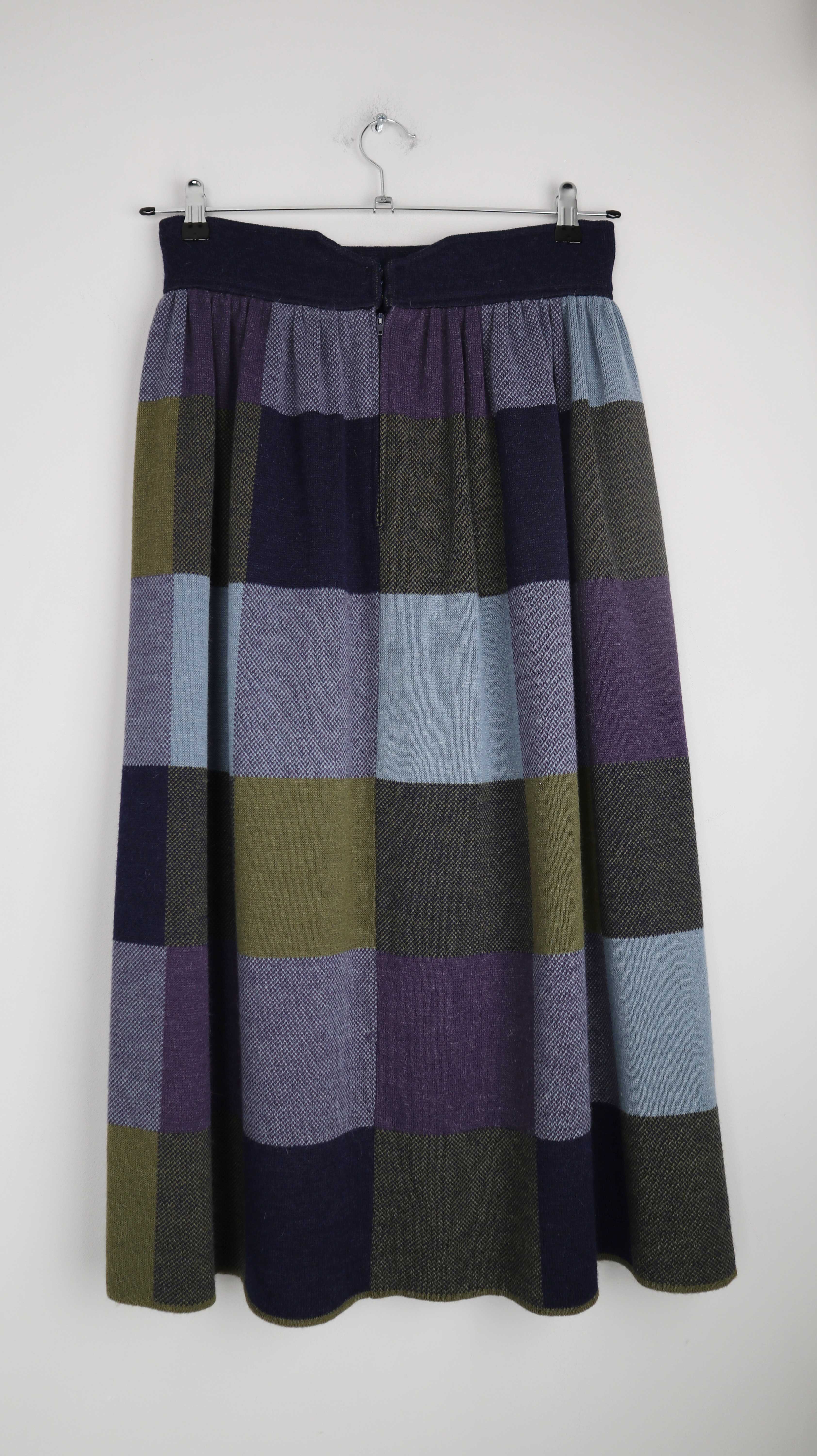 True Vintage Rock Wolle Wollrock Midirock Blau Grün 42 38 M