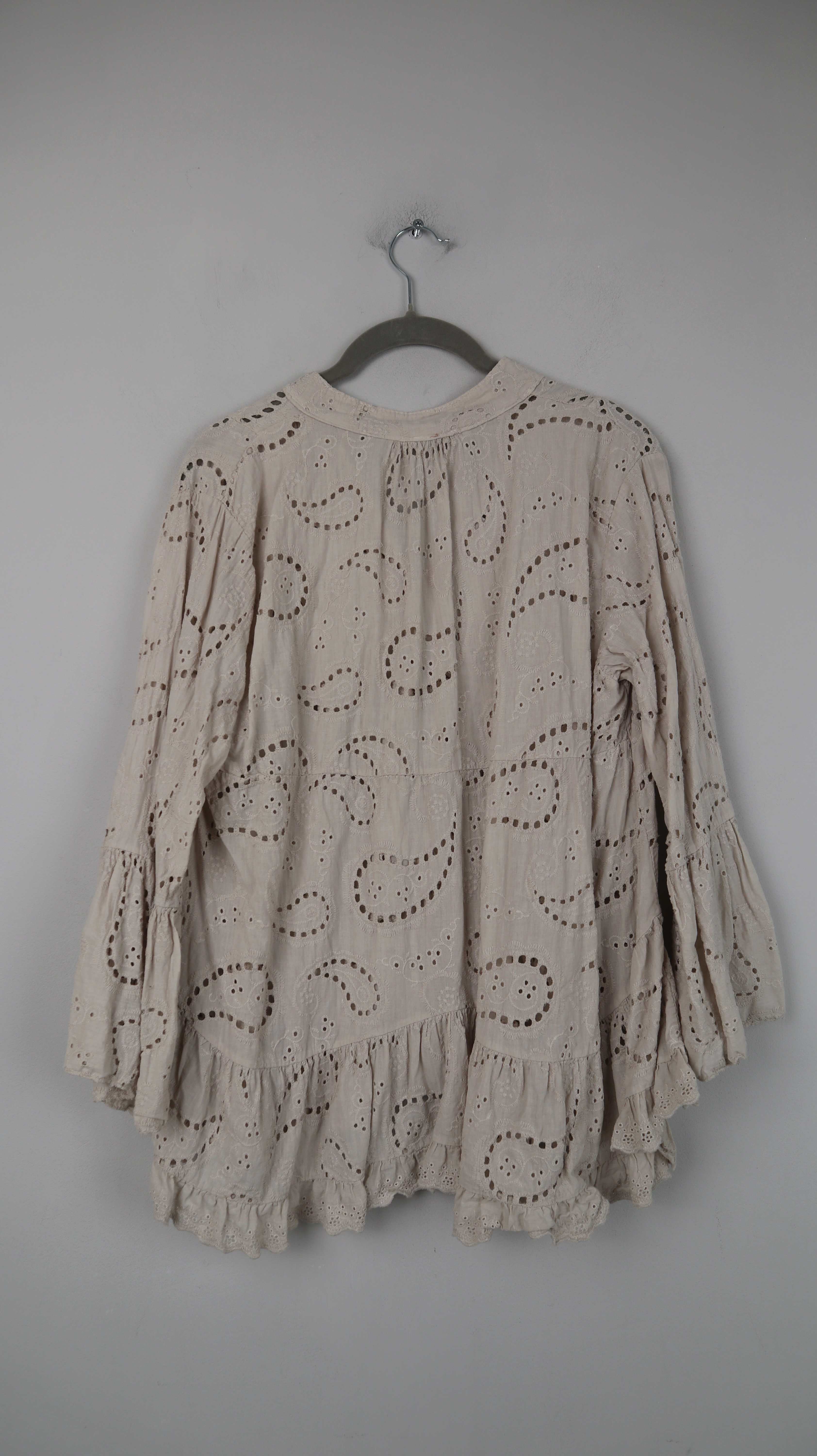 Made in Italy Bluse Hemd Creme Beige gemustert 38 M Paisley Einheitsgröße