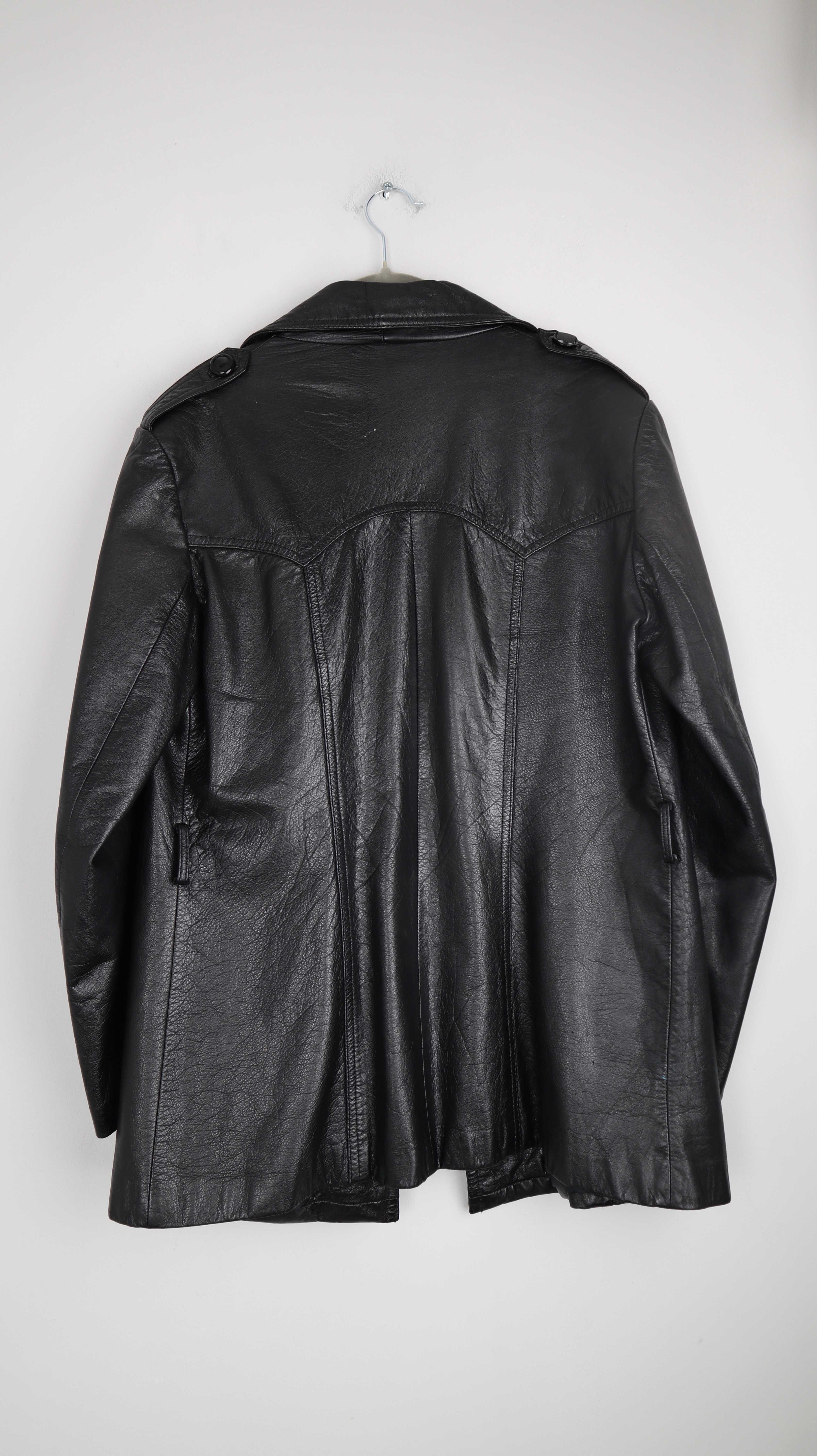 True Vintage Lederjacke schwarz 42 Trenchcoat 80er Jacke Leder 38 M