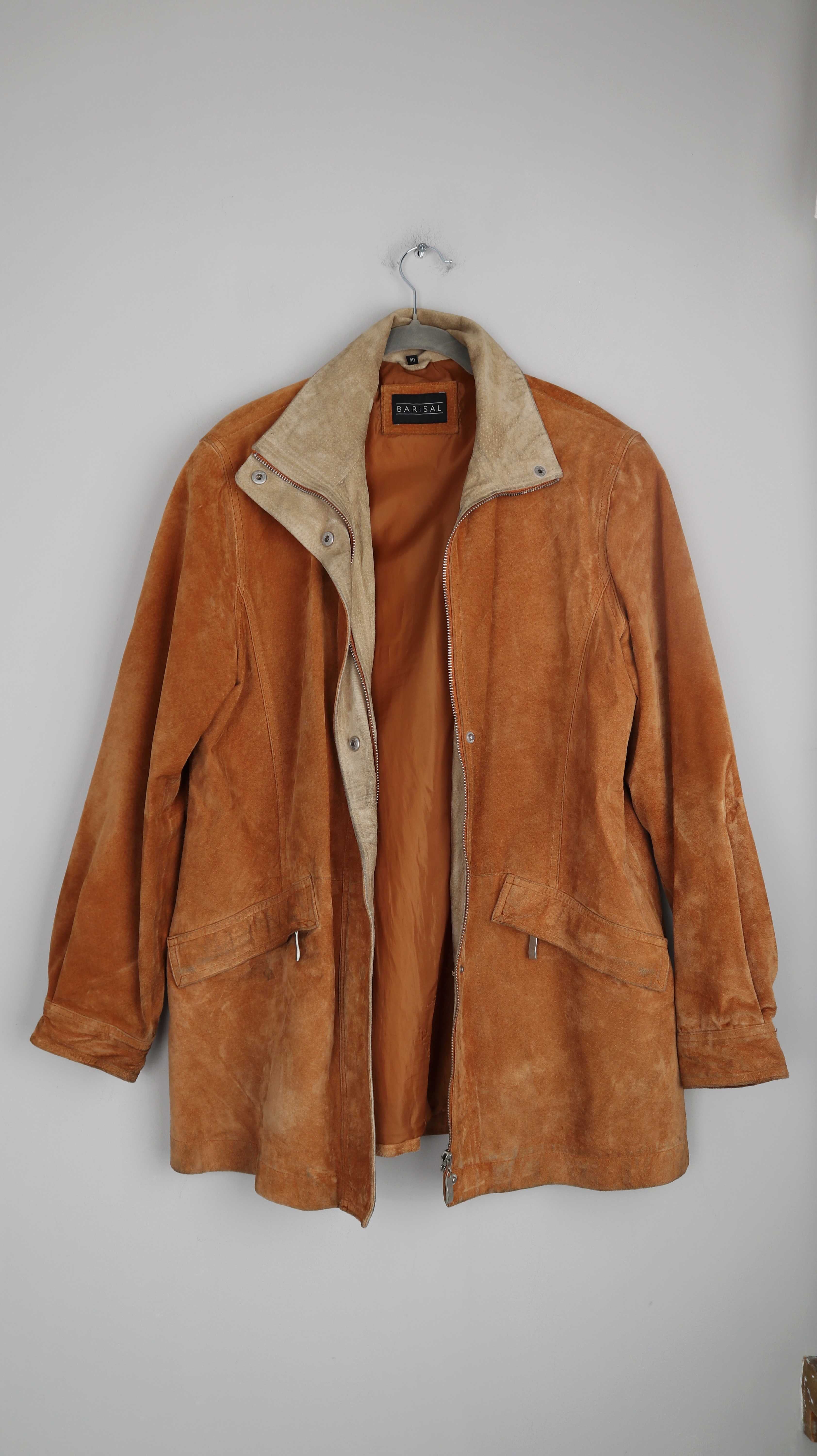 Barisal Jacke Wildlederjacke braun 40 L Beige Vintage Lederjacke