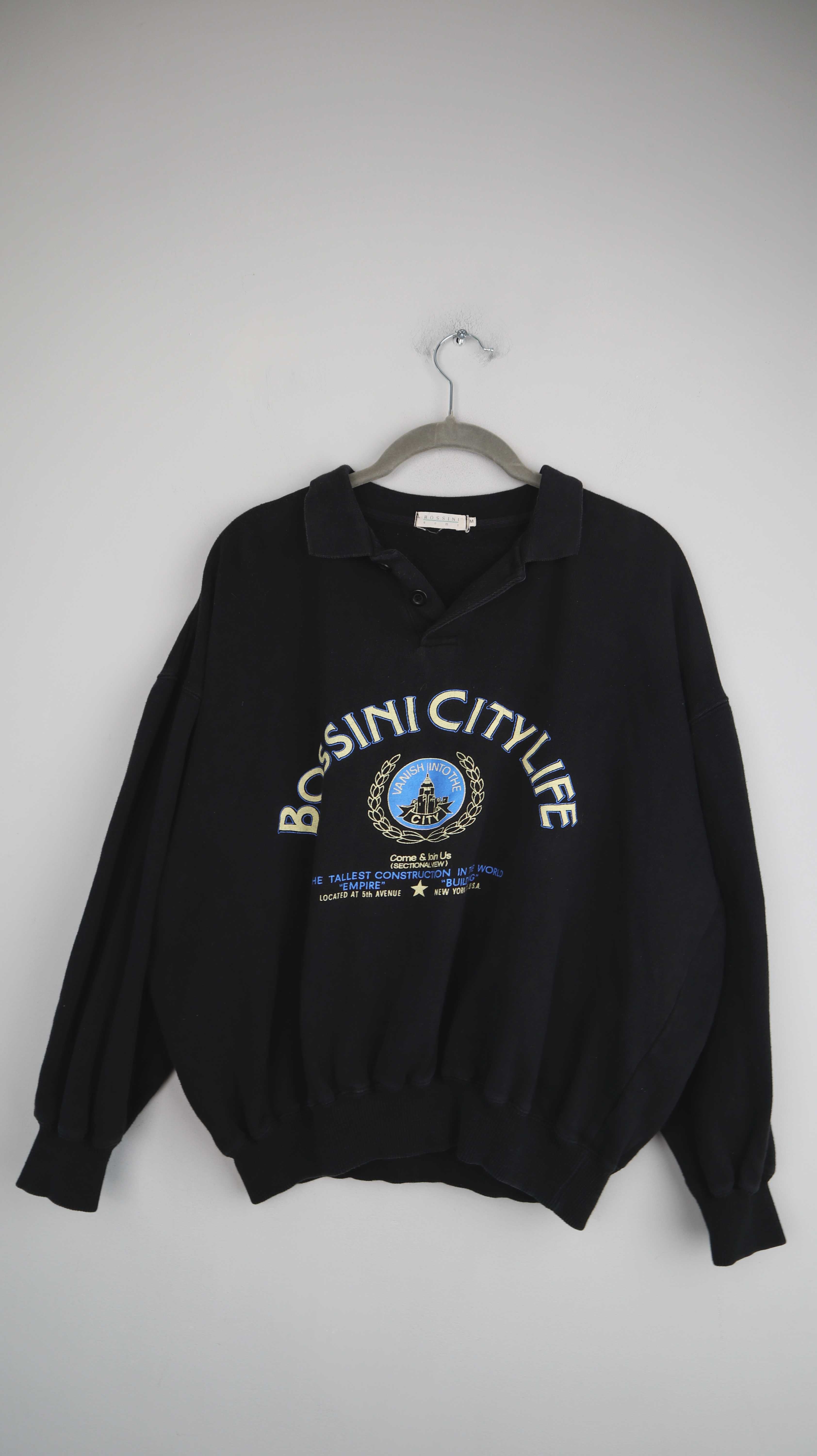 Bossini City Life Pullover Sweater schwarz true Vintage 38 M 80s