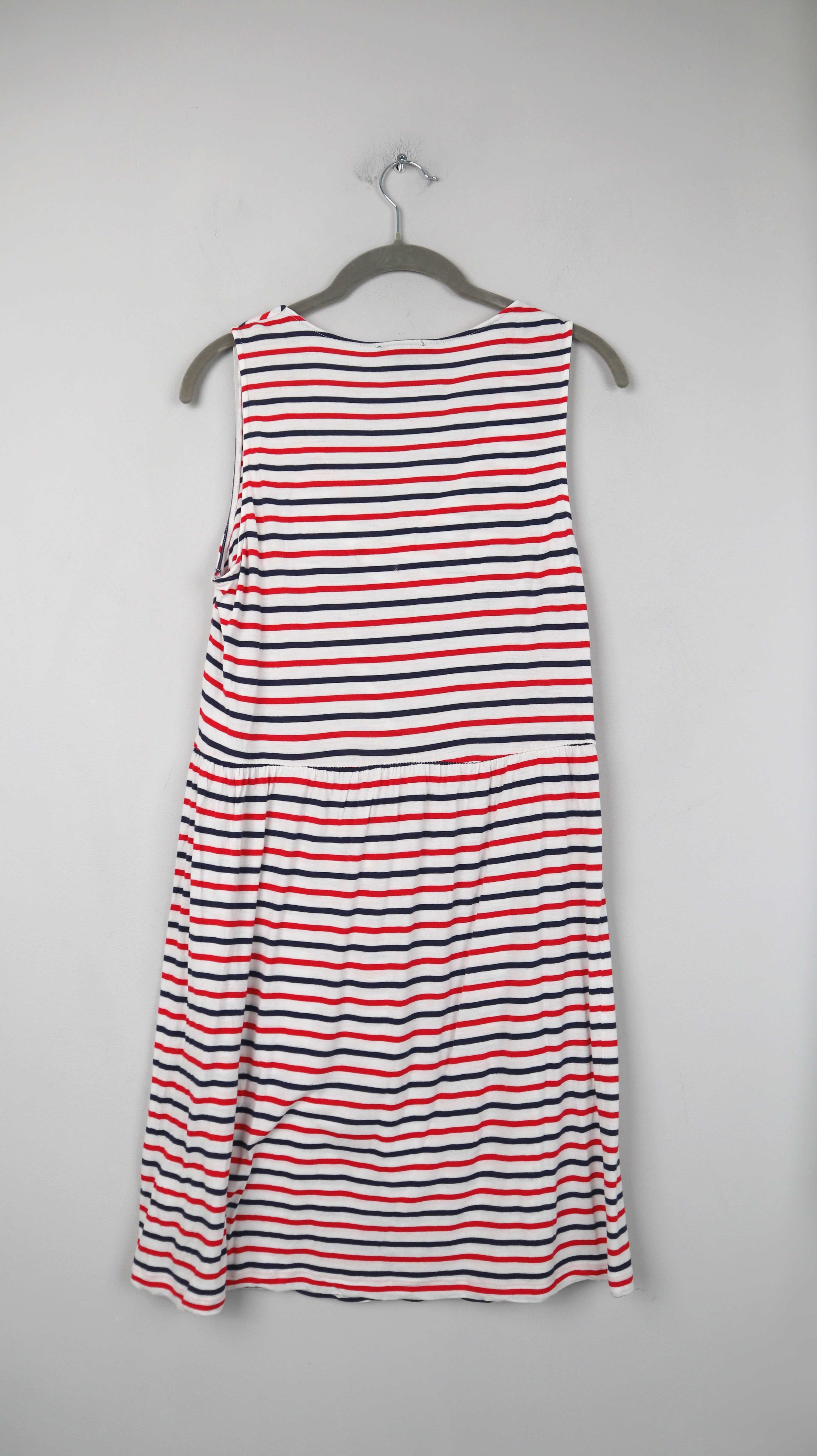 H&M Kleid blau weiß rot Midi Midikleid Sommerkleid 38 M Shirt