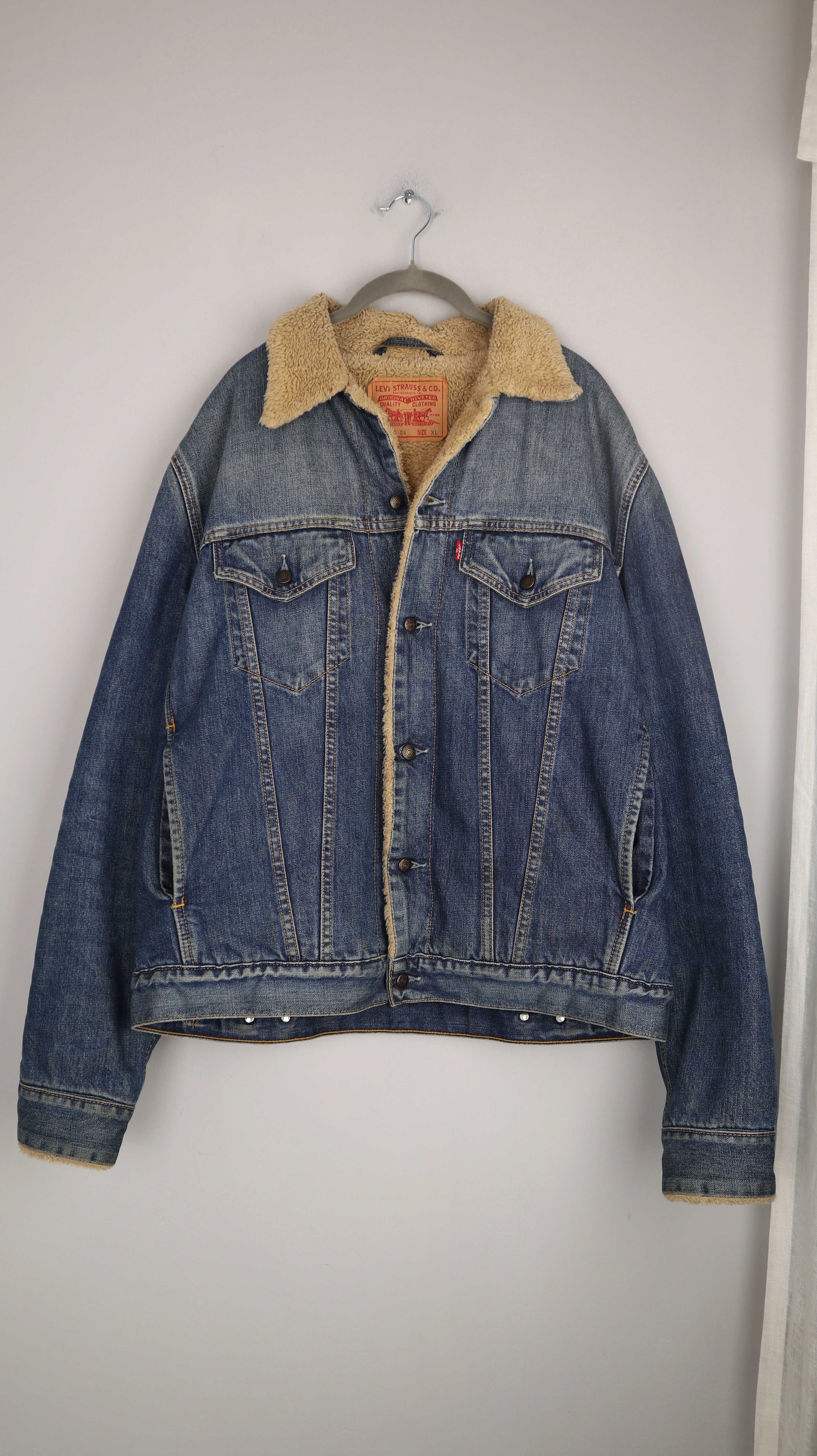 Levis XL Truckerjacke Blau denim gefüttert dunkelblau Sherpa washed