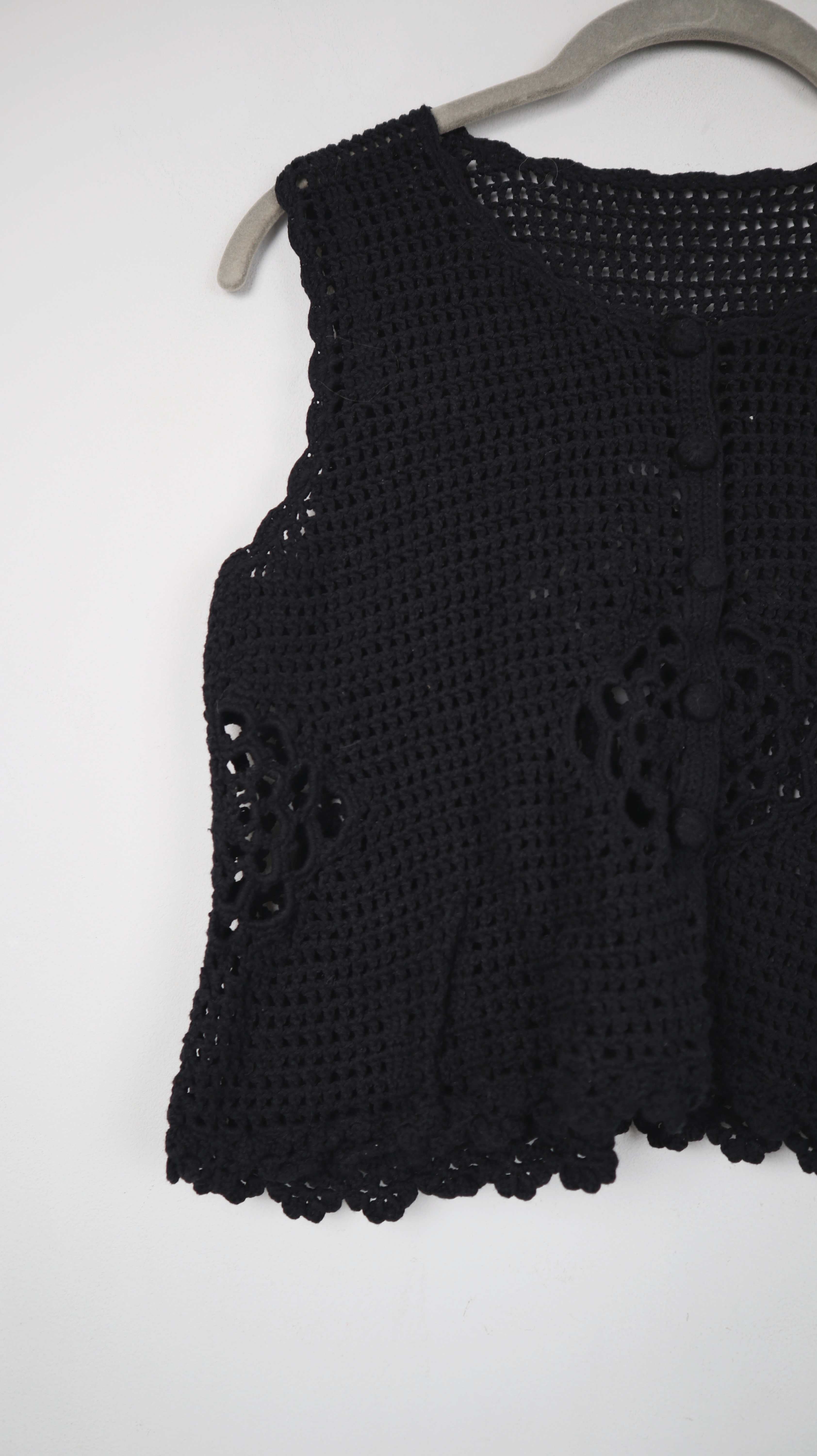 Deerberg Weste klein schwarz Strickweste geflochten 38 M Hippie Bohemian