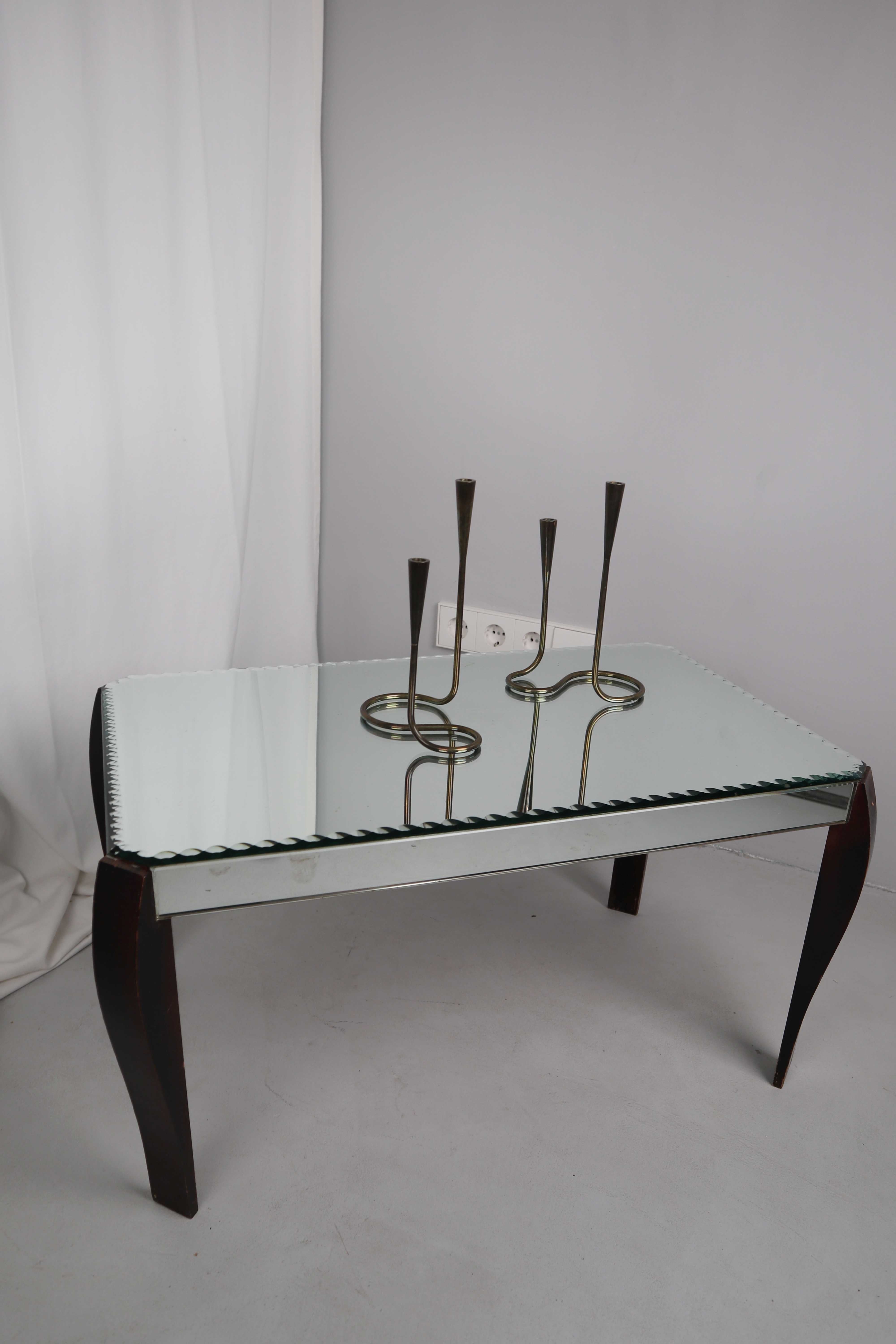 Tisch Beistelltisch Antik Frankreich Glas geschliffen Jugendstil Spiegeltisch