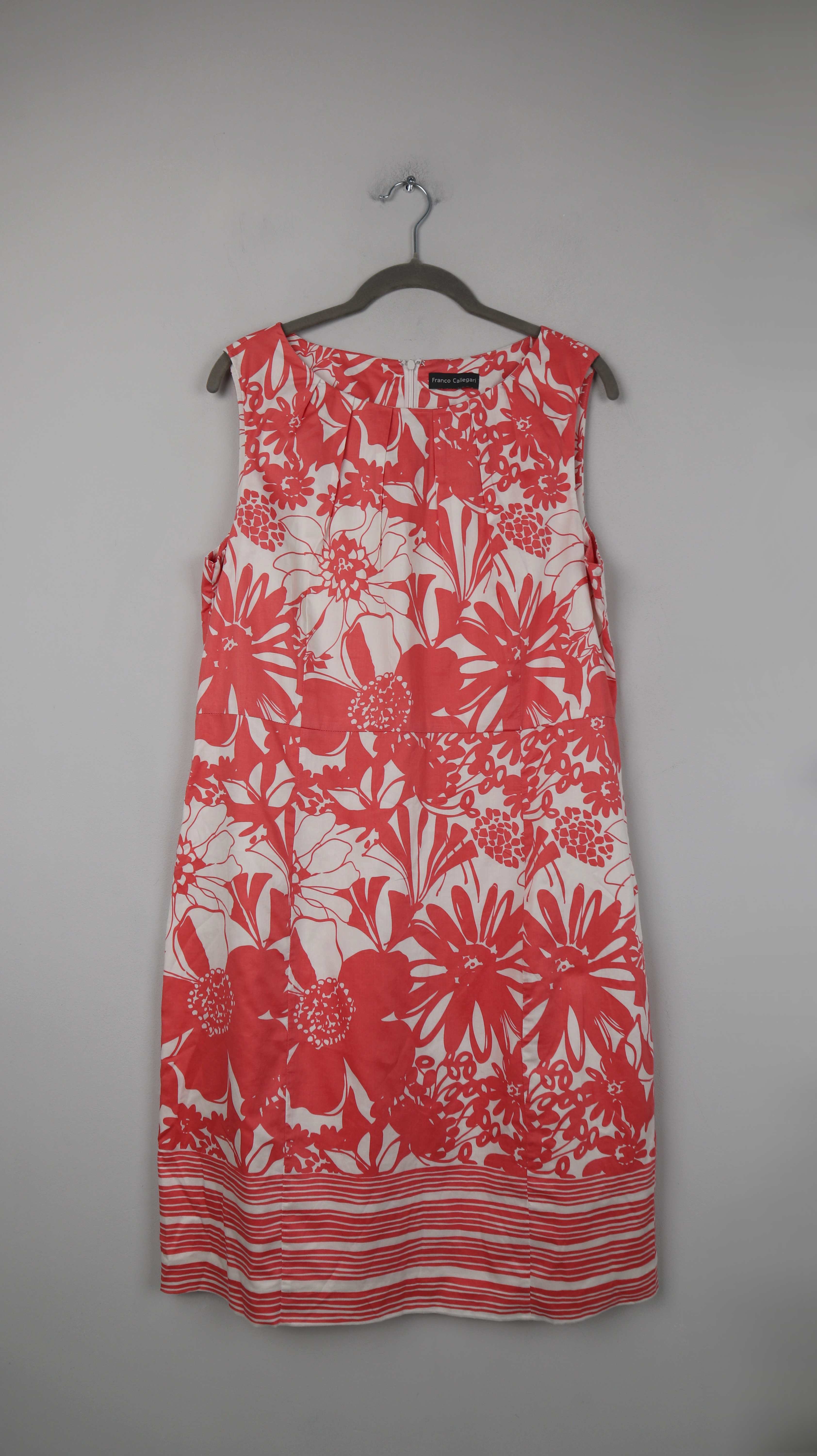 Franco Callegari Kleid Midi Midikleid Blumen Koralle 40 L 42 XL