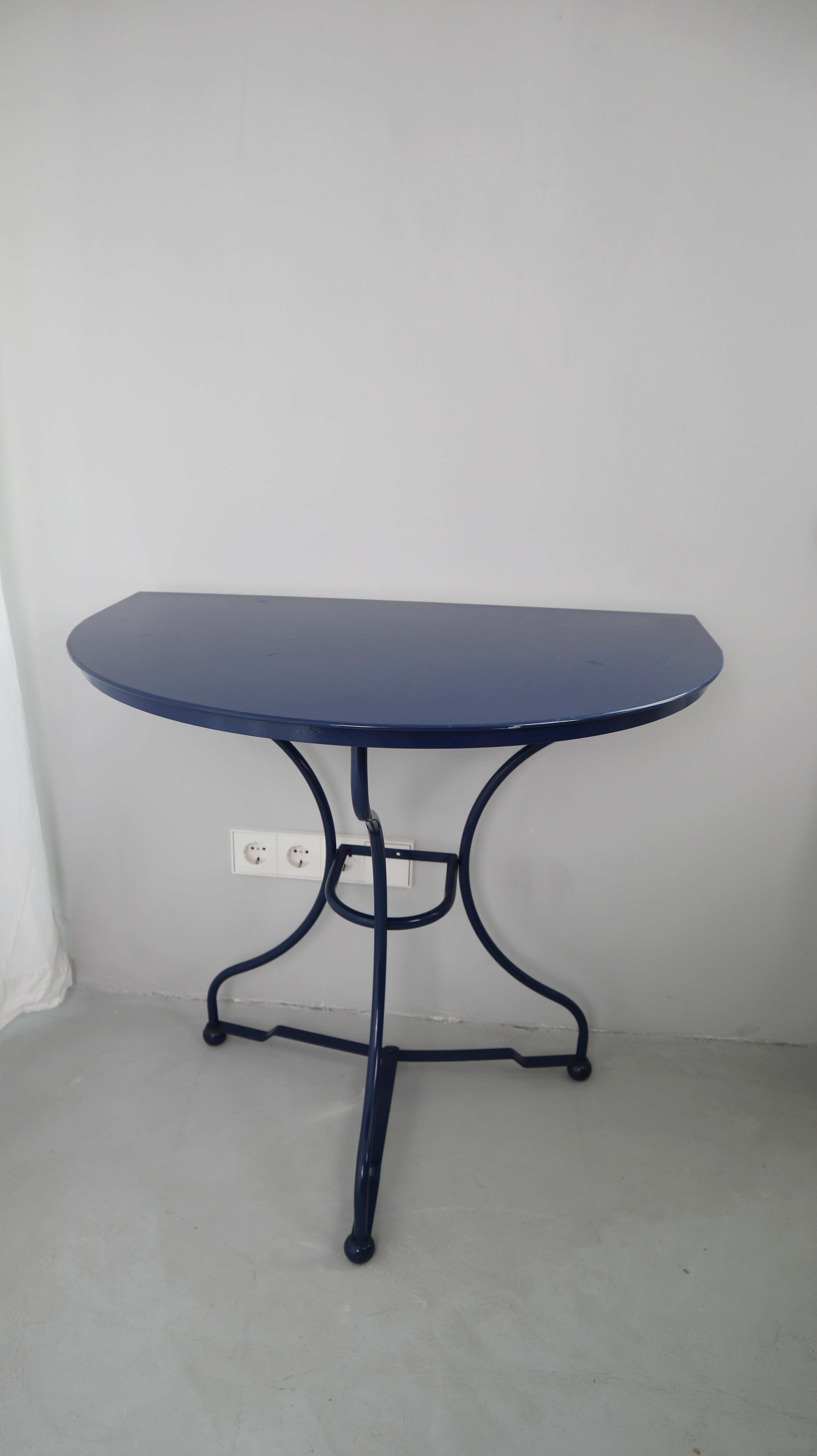 Balkontisch Klapptisch Beisteistelltisch Blau Metalltisch Halbrund Set Gartentisch