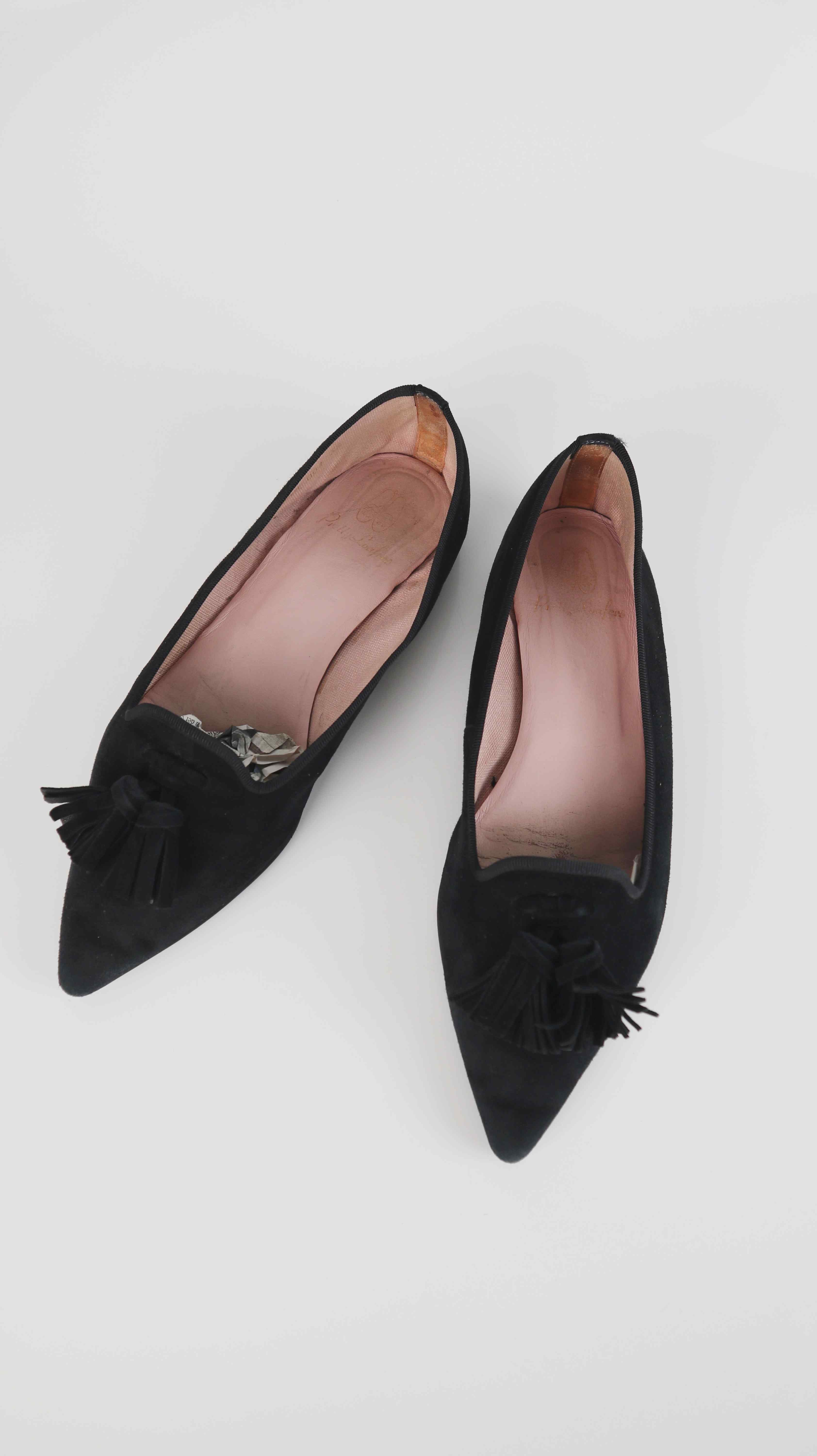Pretty Loafers Ballerinas Schuhe Spitz schwarz 38 Wildleder