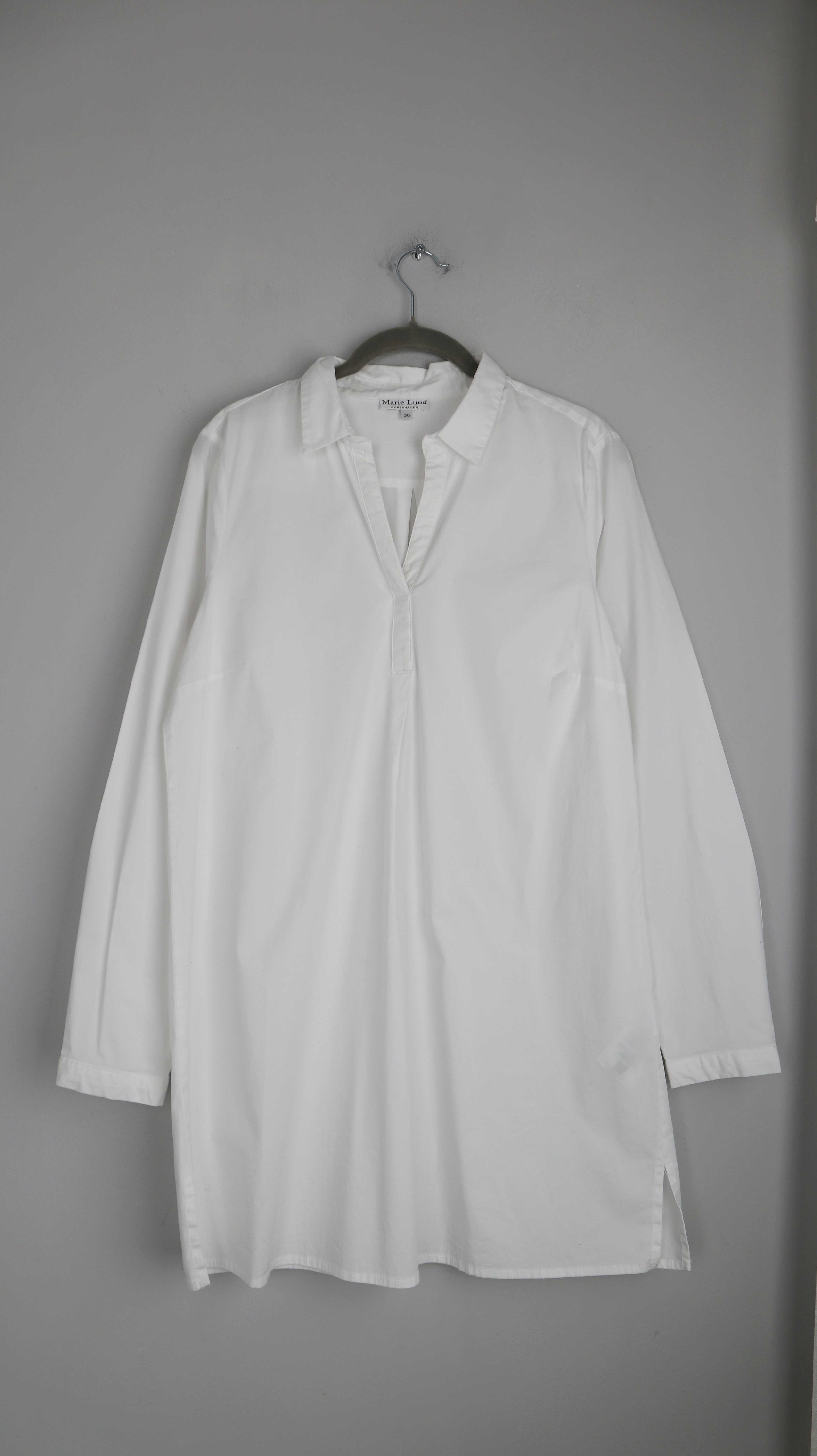 Marie Lund Bluse weiß lang 38 M V-Ausschnitt Shirt Oberteil