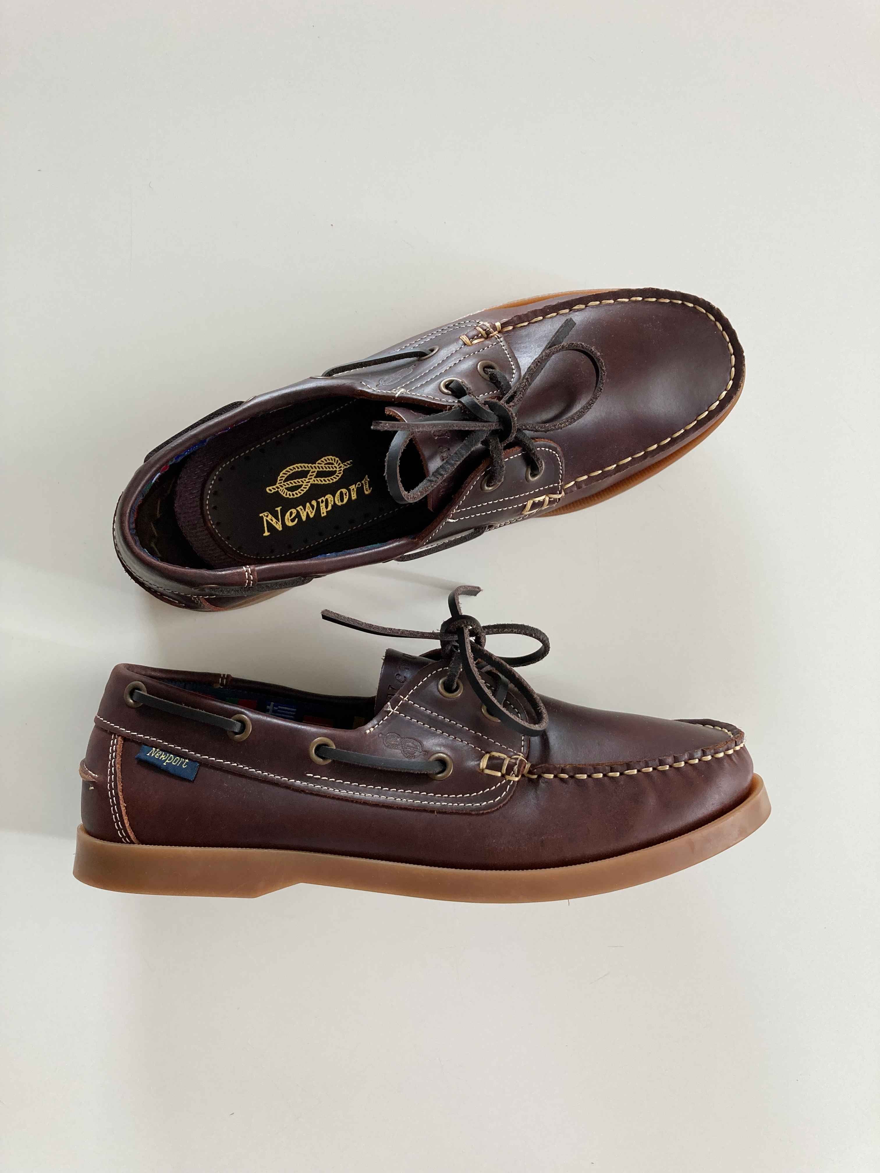 Newport Segelschuhe neu braun Leder Lederschuhe Slipper Loafer Schnürschuhe Boat