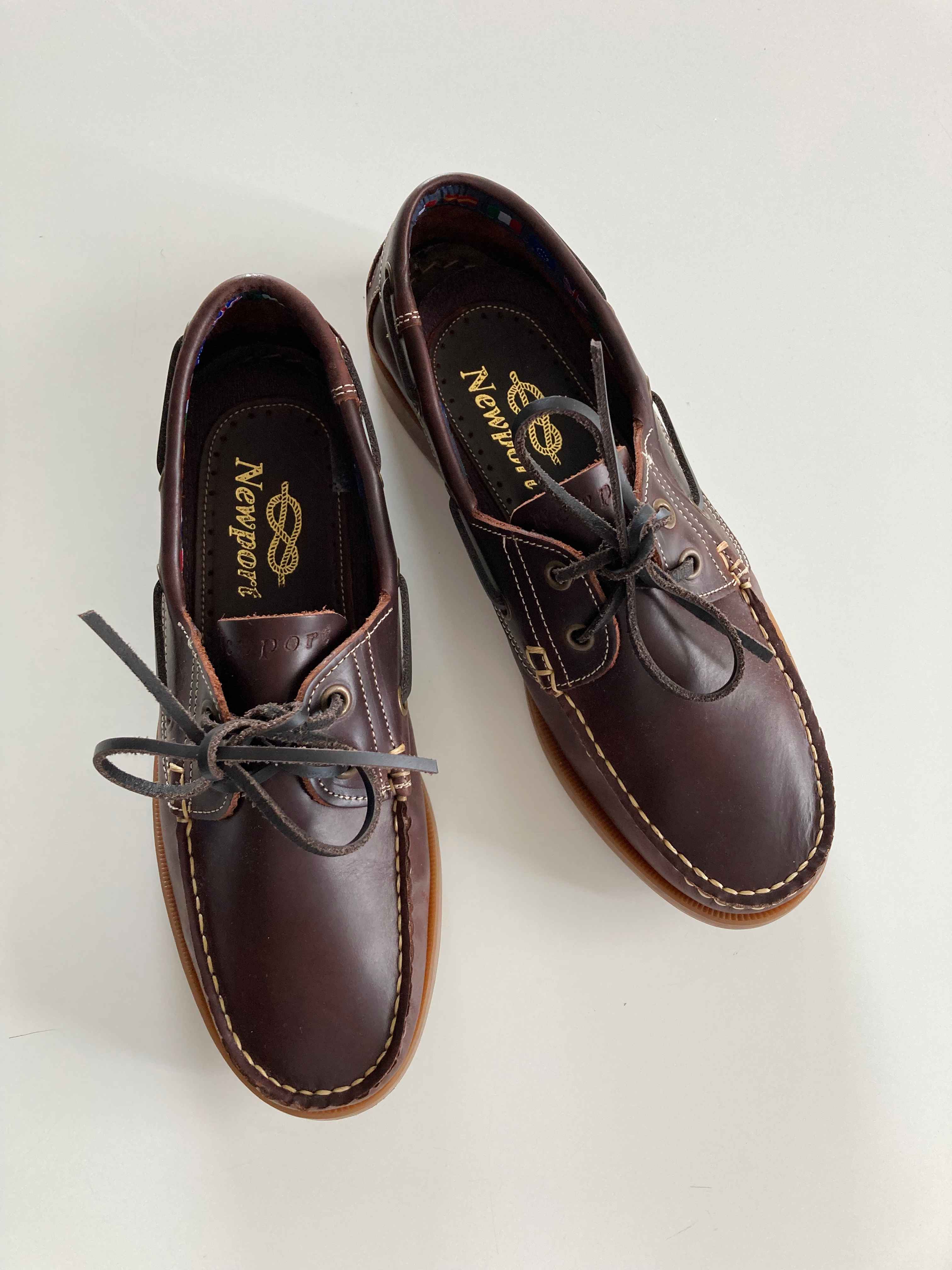 Newport Segelschuhe neu braun Leder Lederschuhe Slipper Loafer Schnürschuhe Boat