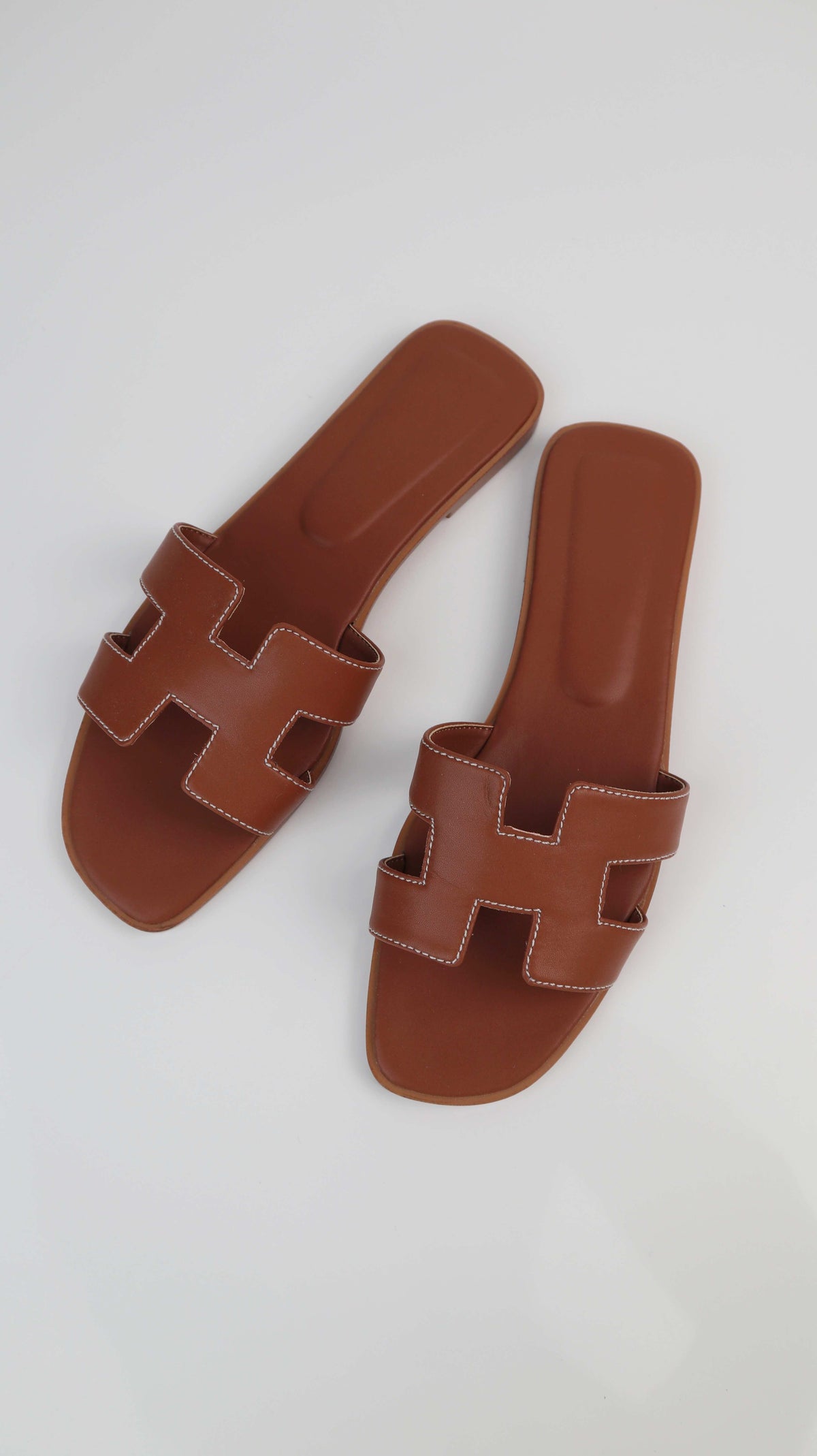 Slipper Sandalen braun 39 Leder flach Lederslipper