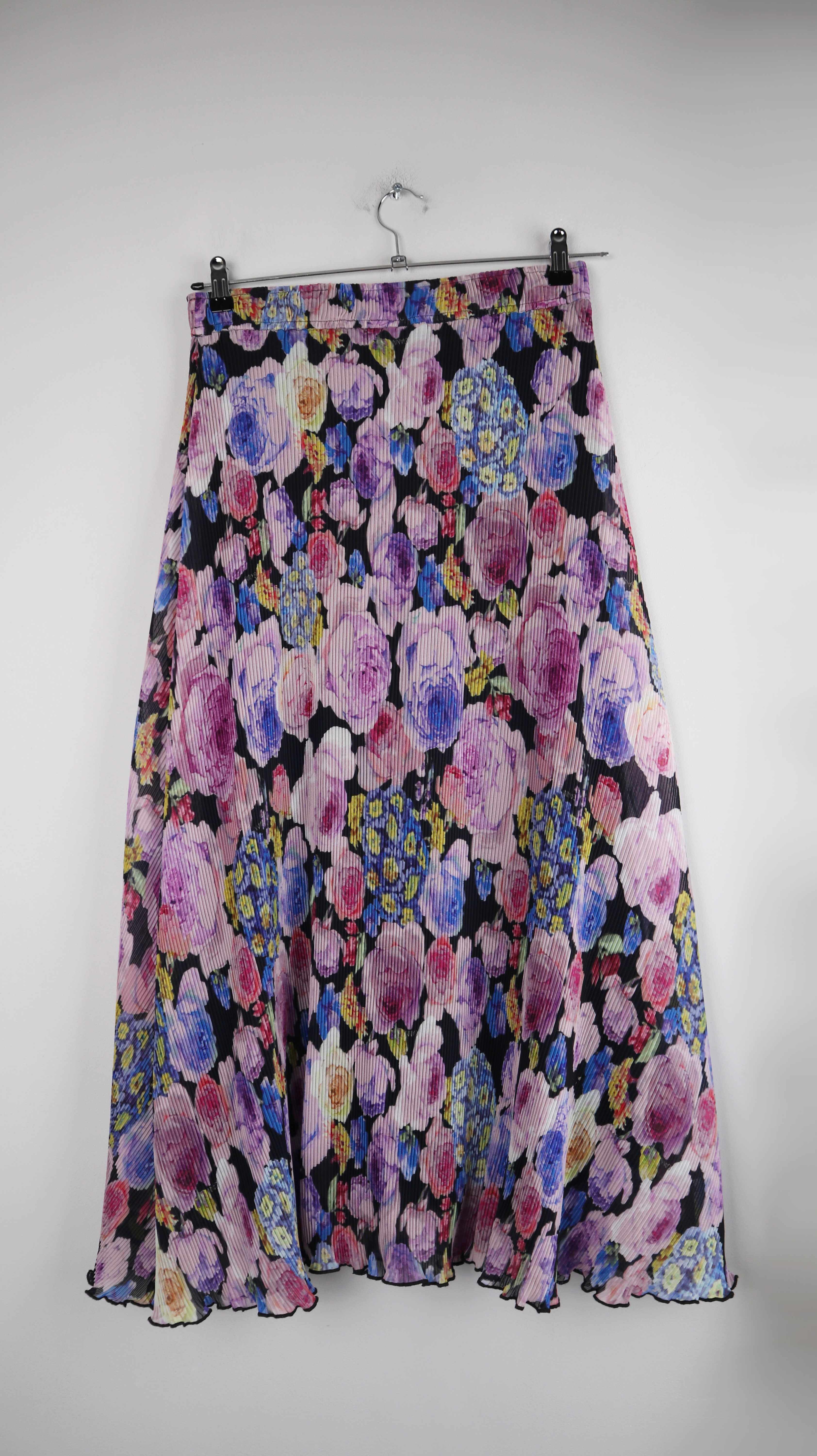 Ganni Rock Faltenrock Midi Midirock 38 M Sommerrock lila Blumen floral