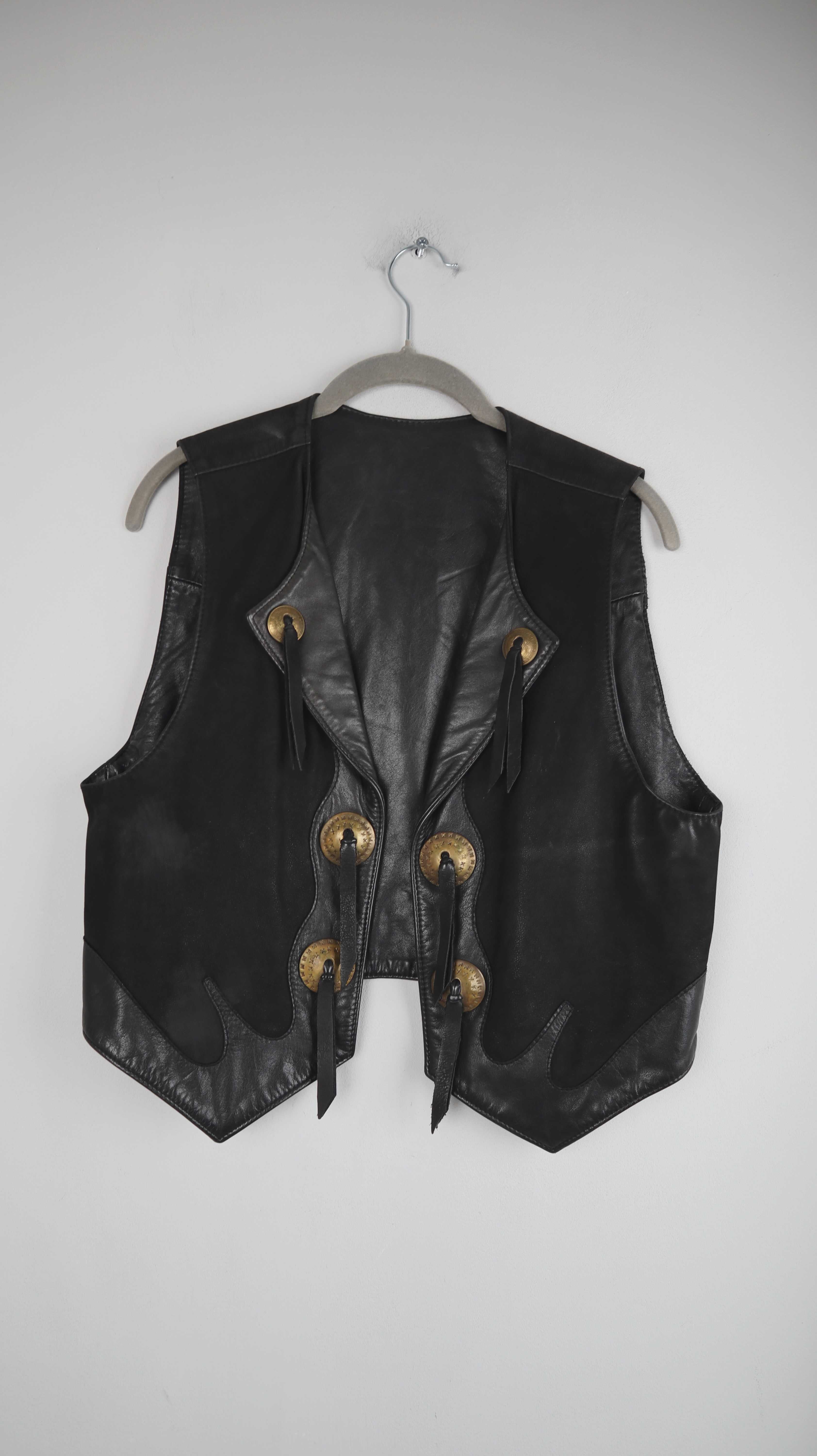 Pyrate Style Weste schwarz Leder Lederweste 36 S Lederweste Design