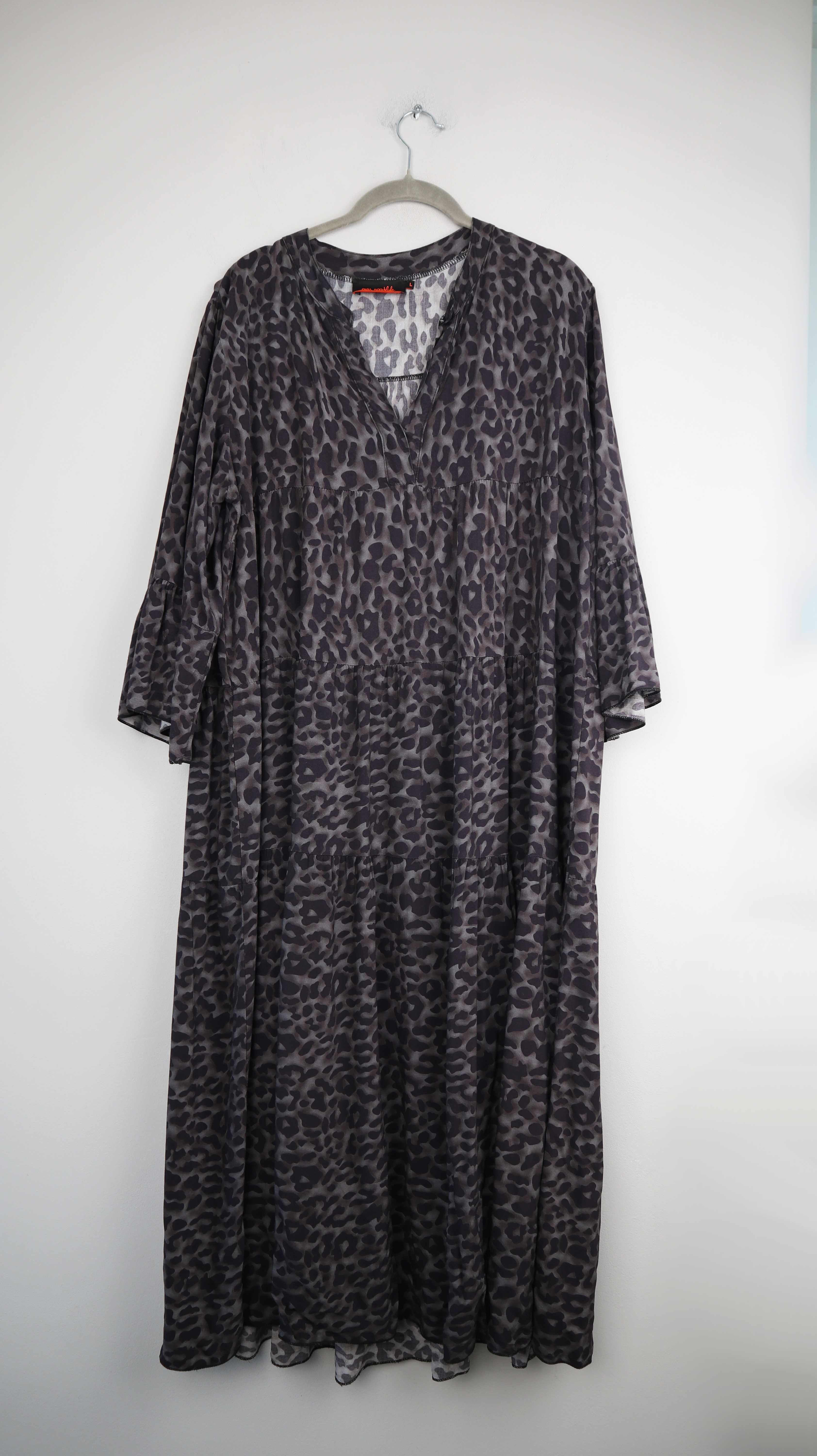 Miss Goodlife Kleid Grau Leo Leopardenkleid Maxikleid 40 L Maxi
