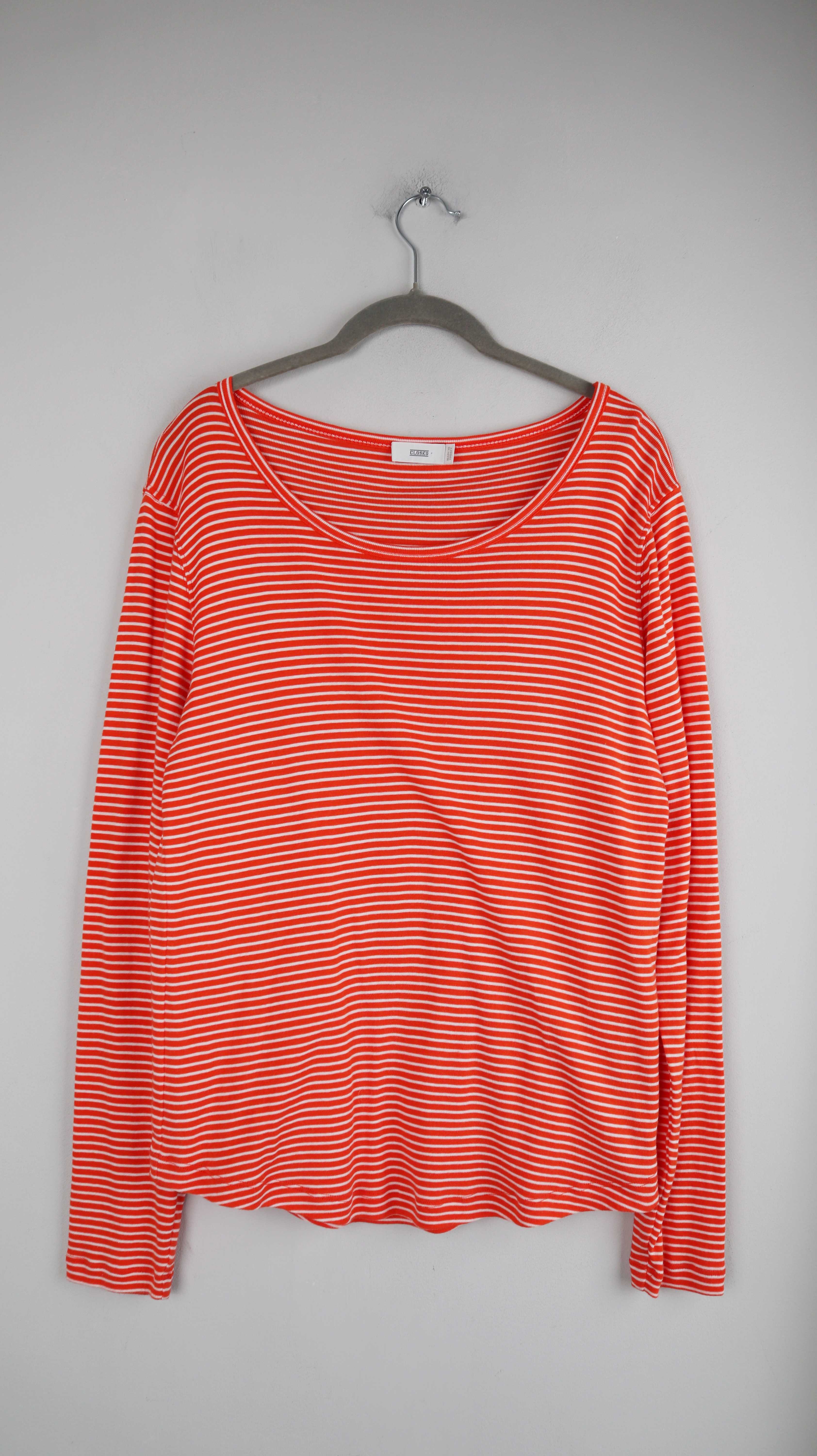 Closed Longsleeve Orange weiß XL gestreift Shirt Oberteil Streifenshirt