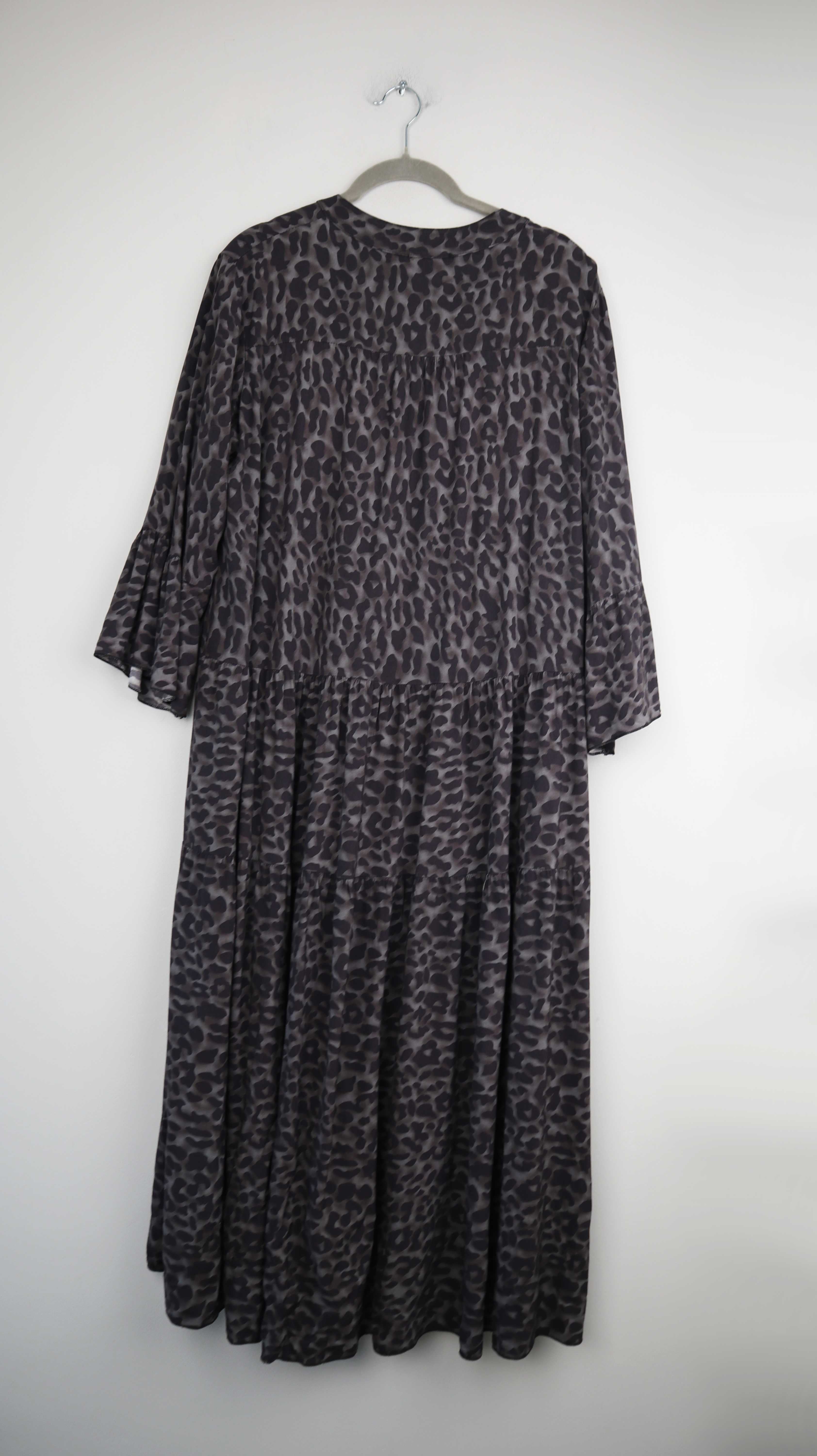 Miss Goodlife Kleid Grau Leo Leopardenkleid Maxikleid 40 L Maxi