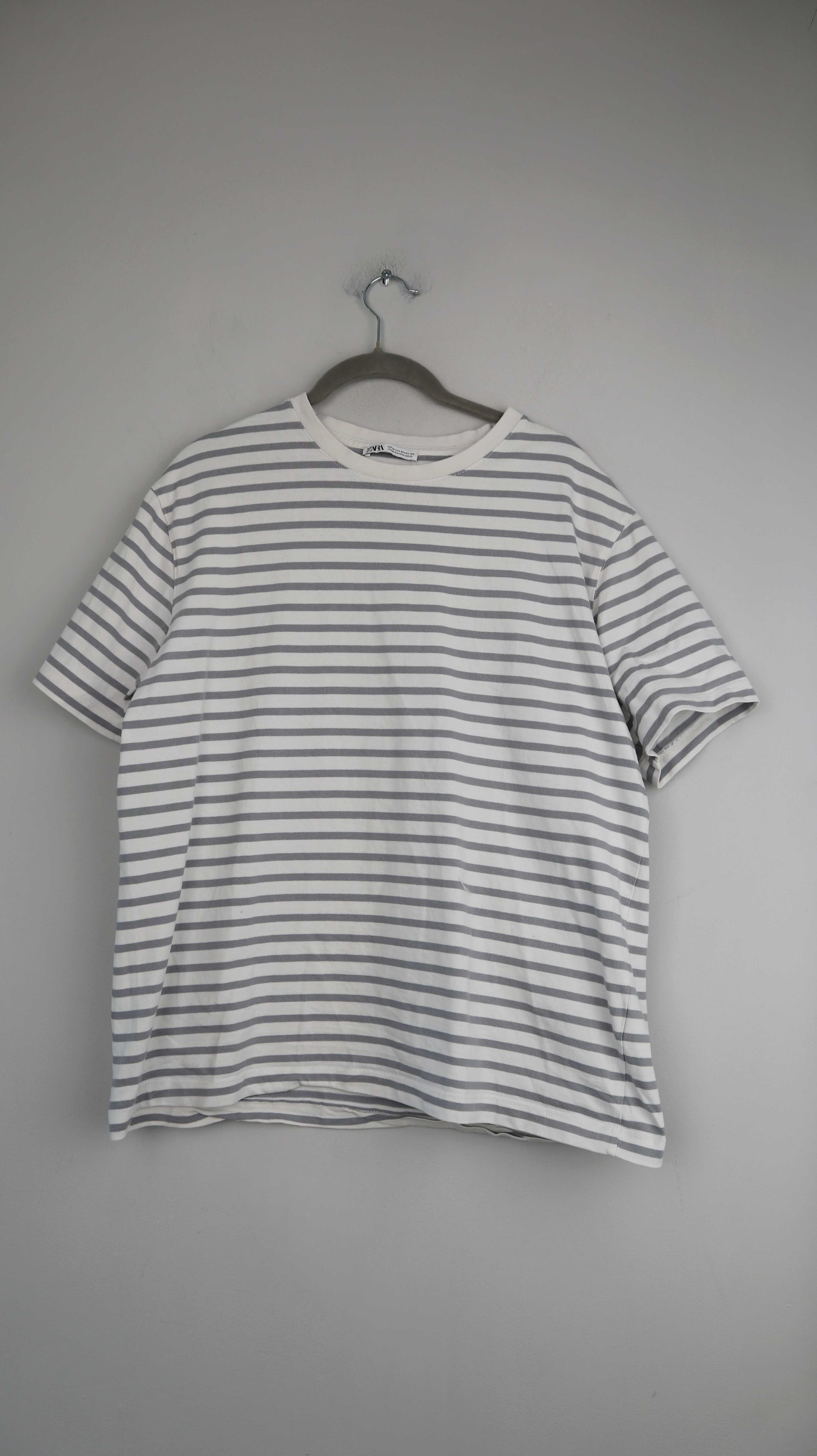 Zara Shirt Streifen gestreift grau weiß 38 M basic Oberteil T-Shirt
