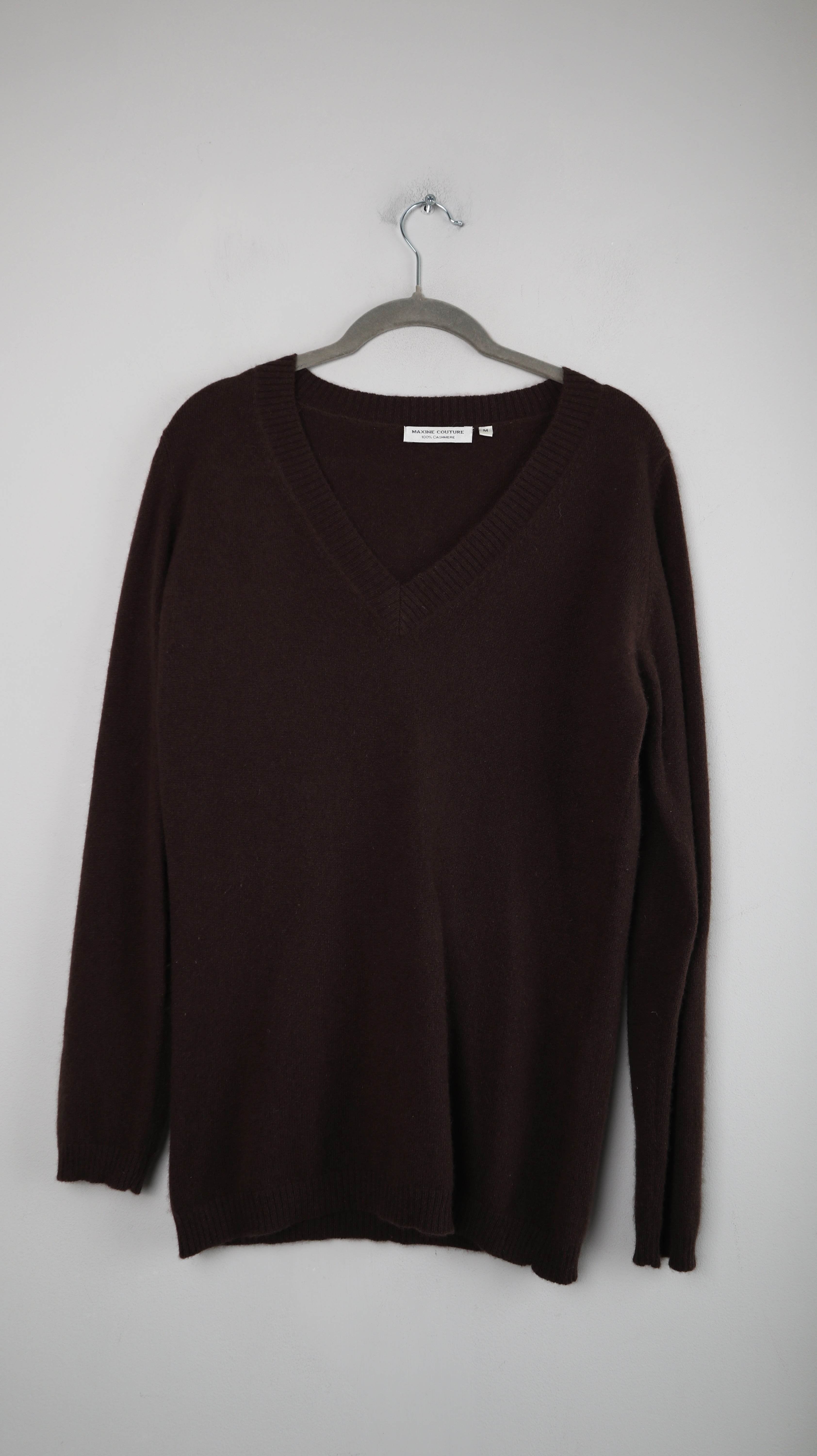 Maxine Couture Pullover Cashmerepullover Braun 38 M Cashmere V-Ausschnitt
