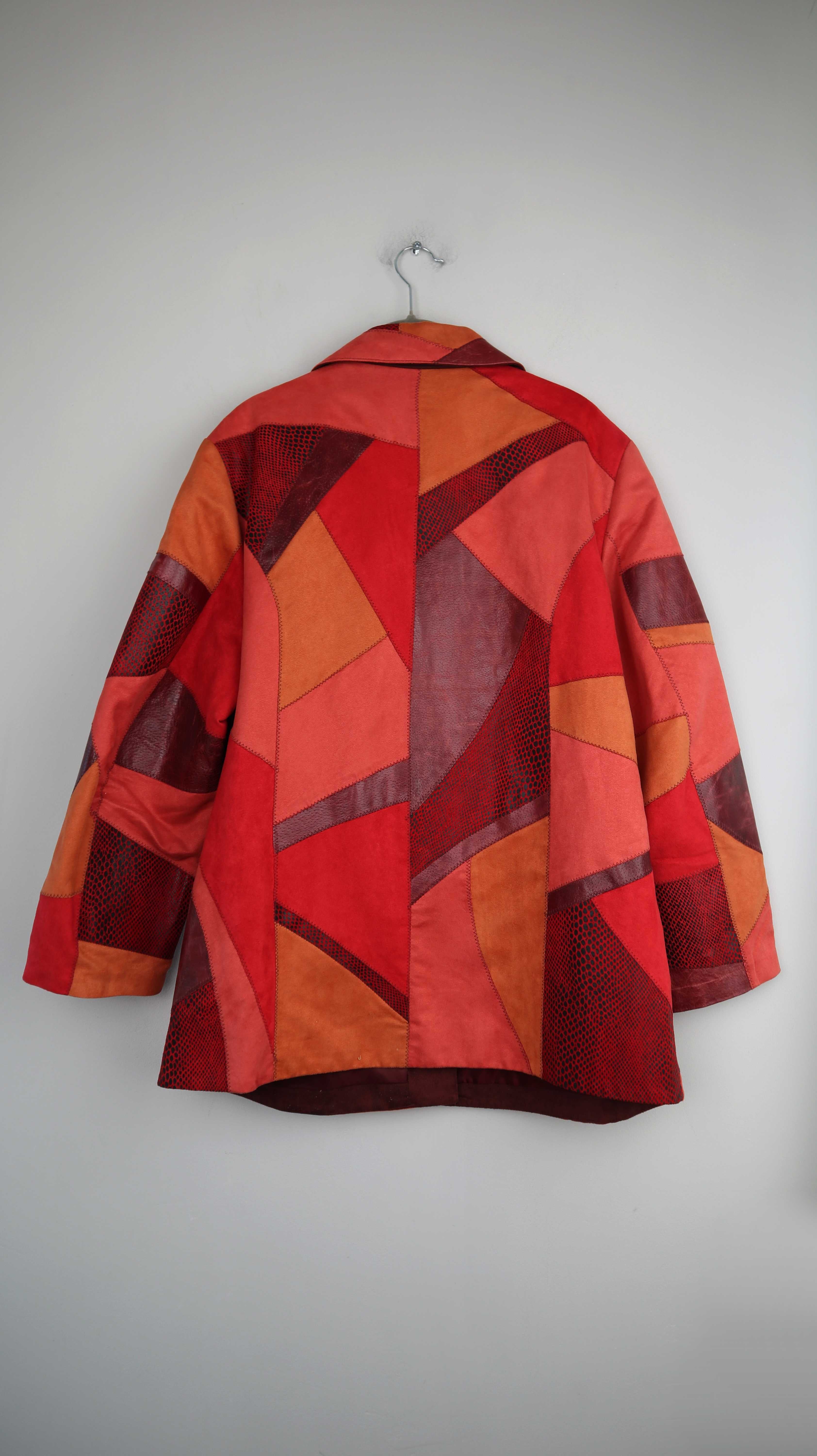 True Vintage Lederjacke rot Patches 40 L 46 Jacke Blazer