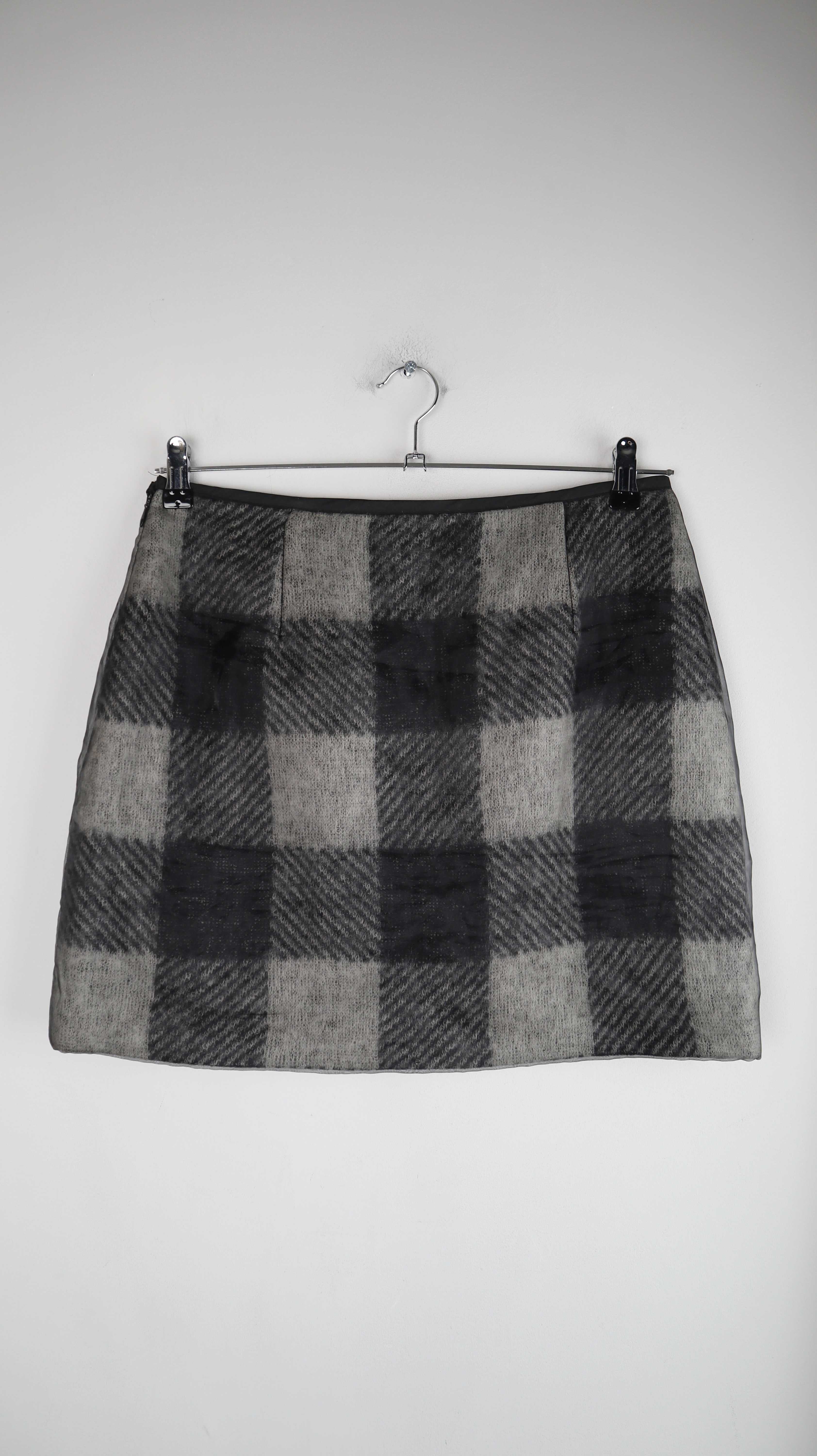 Marc Cain Rock grau schwarz 40 L Wolle Wollrock kariert