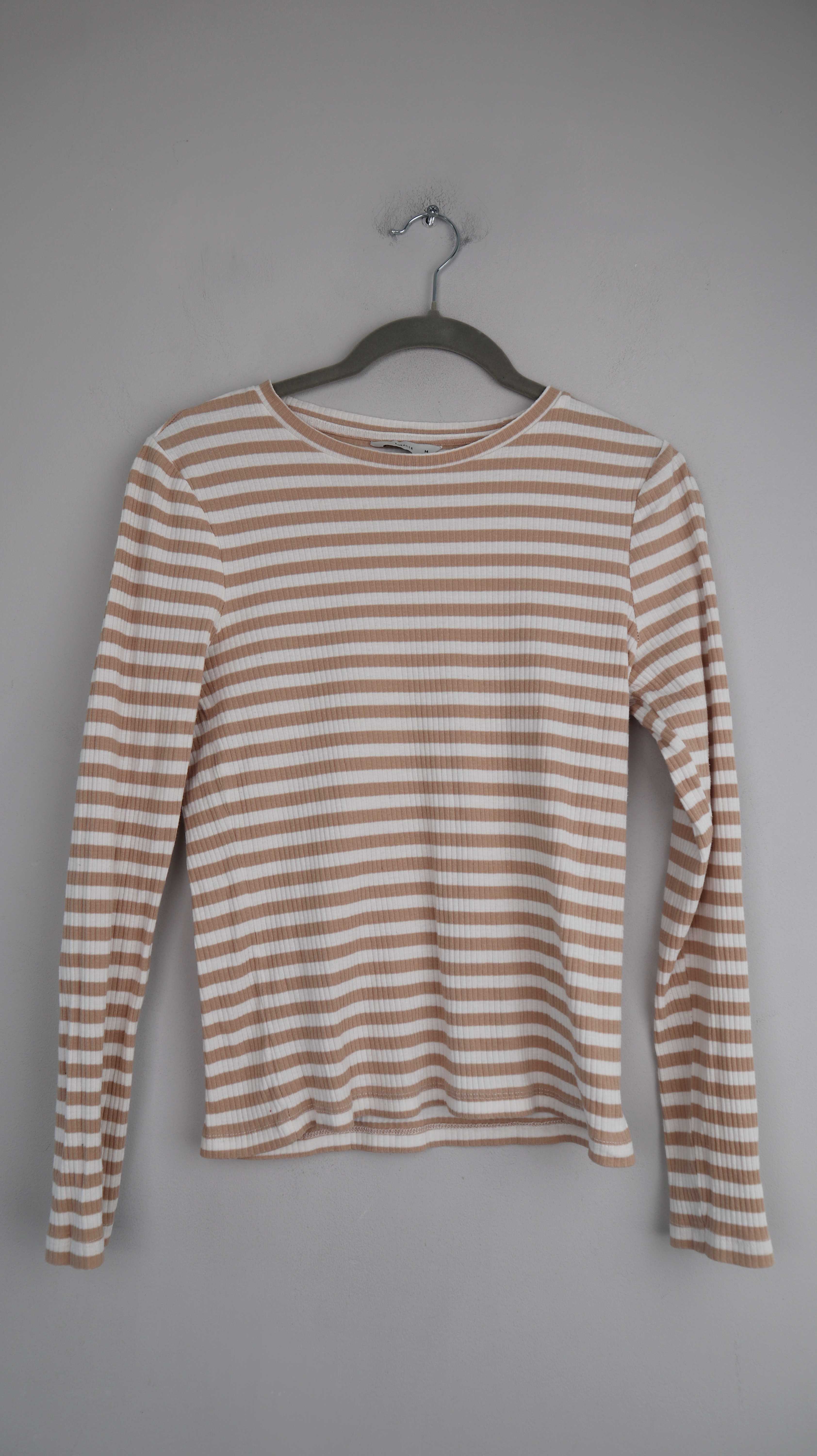 Pigalle Shirt gestreift Longsleeve 38 M beige weiß Streifenshirt