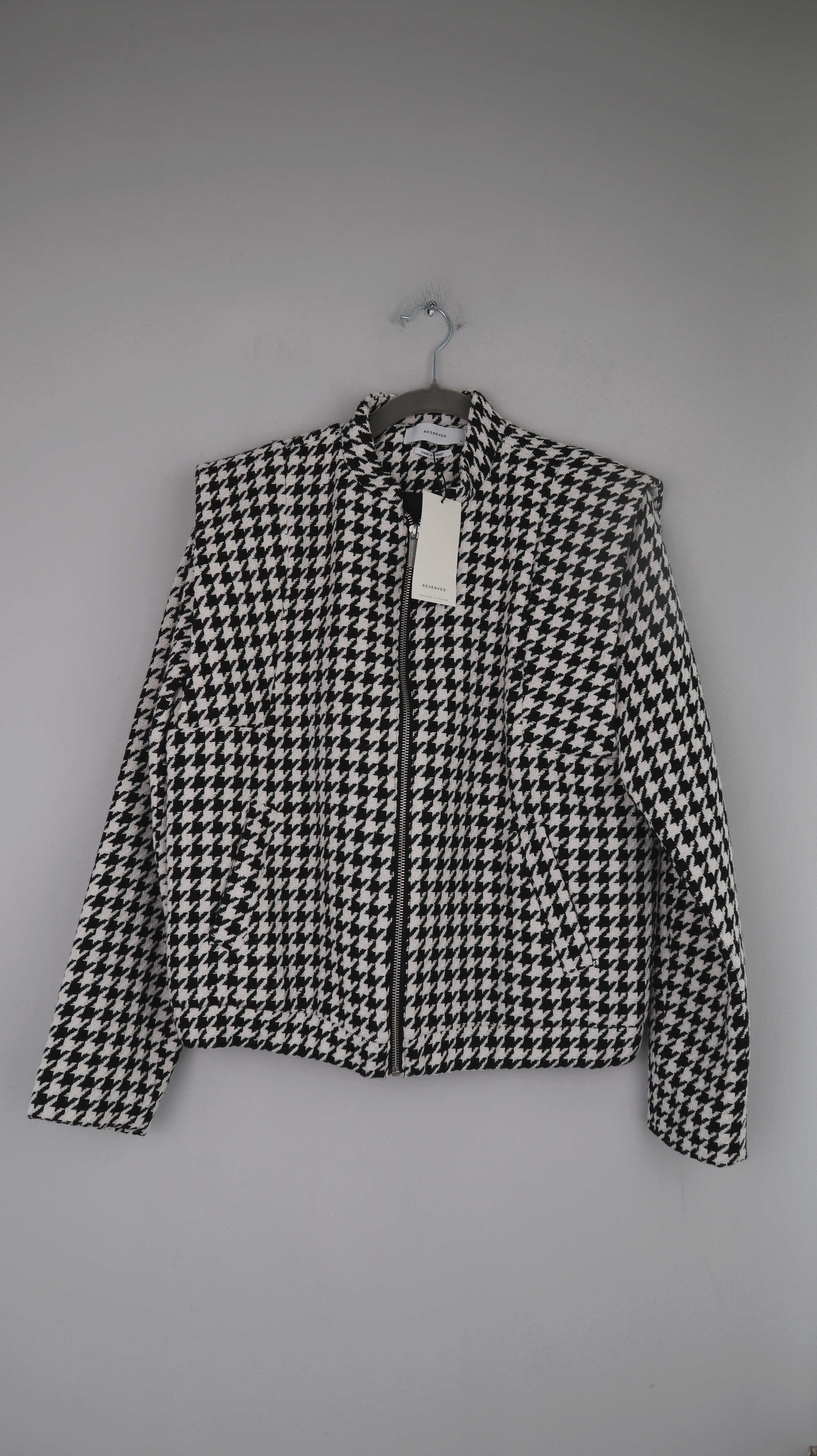 Reserved Jacke Neu Hahnentritt schwarz weiß 40 L 38 M Blazer