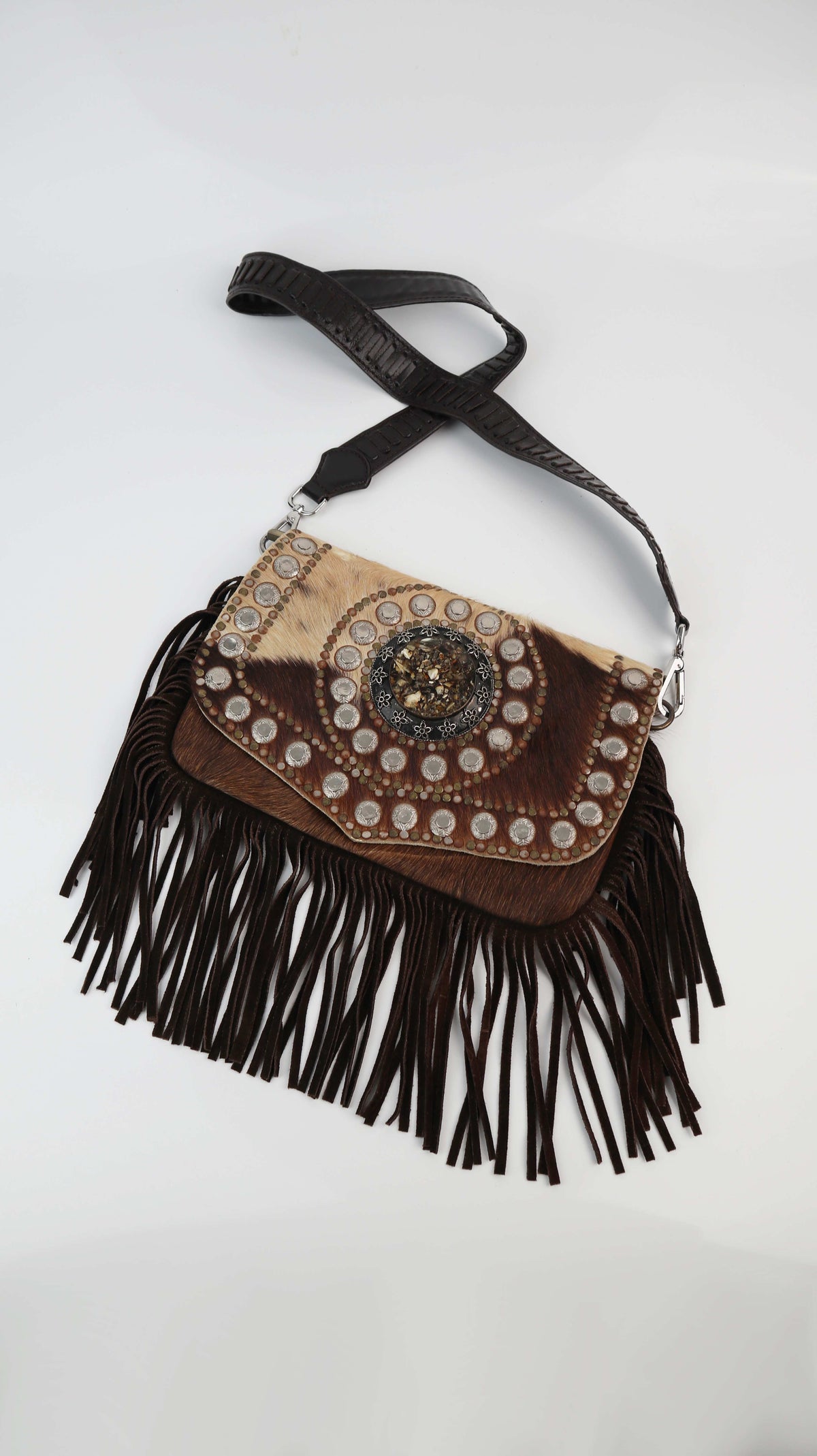 MINA Tasche Ledertasche Fransentasche braun Handmade Bohemian Indianertasche