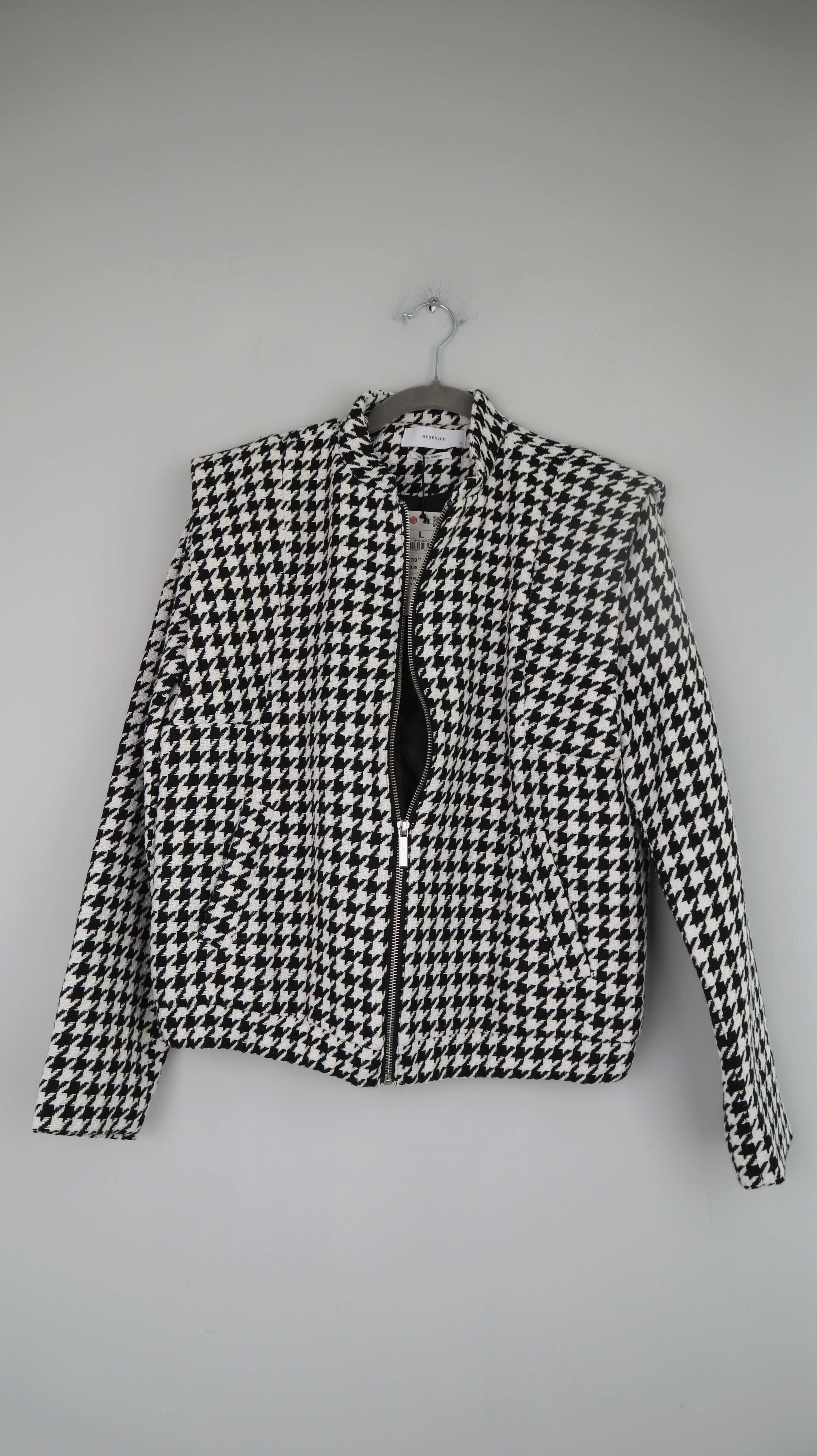 Reserved Jacke Neu Hahnentritt schwarz weiß 40 L 38 M Blazer