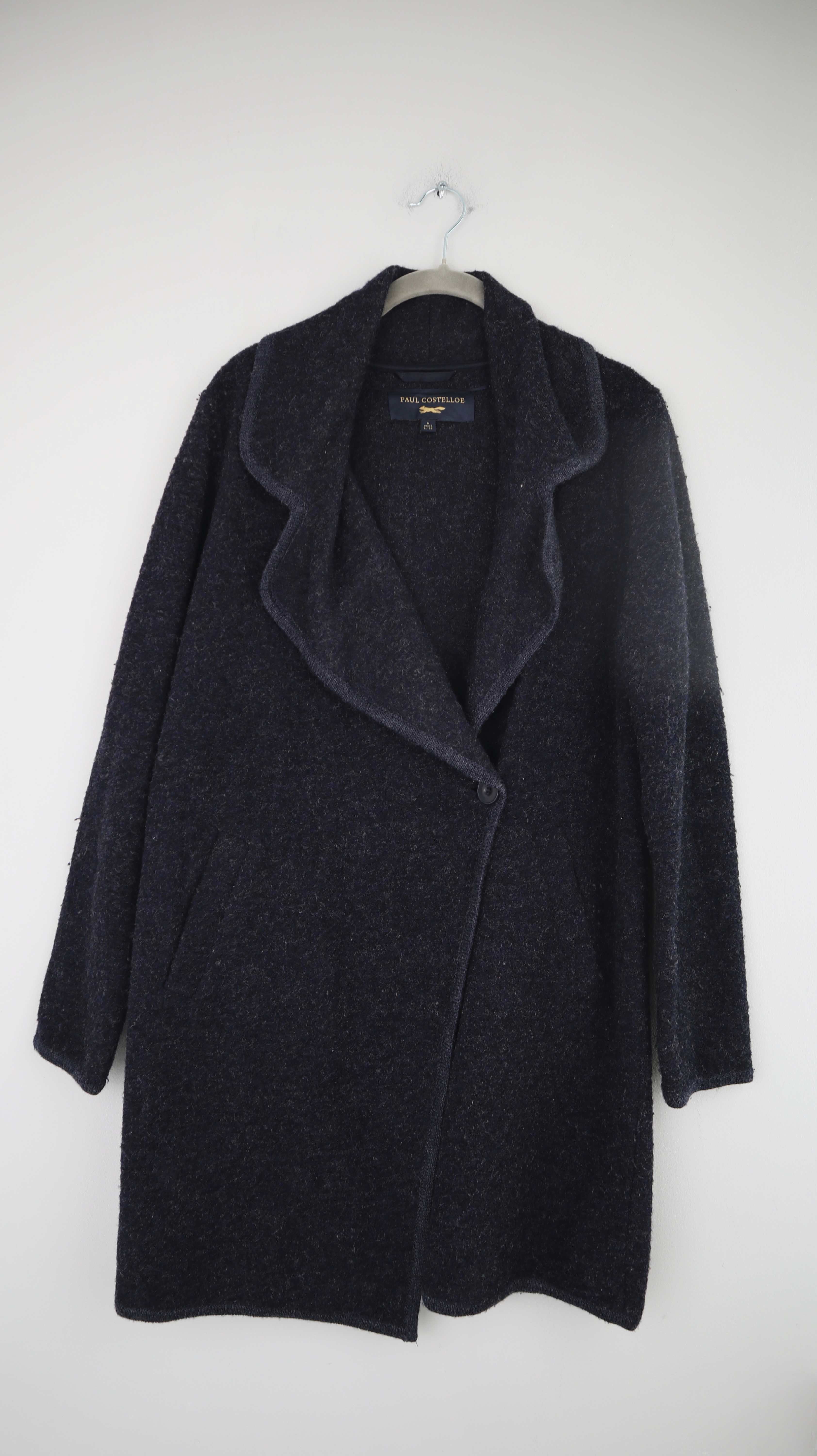 Paul Costelloe Jacke Cardigan Mantel Blau Dunkelblau 38 M Wolle Schurwolle