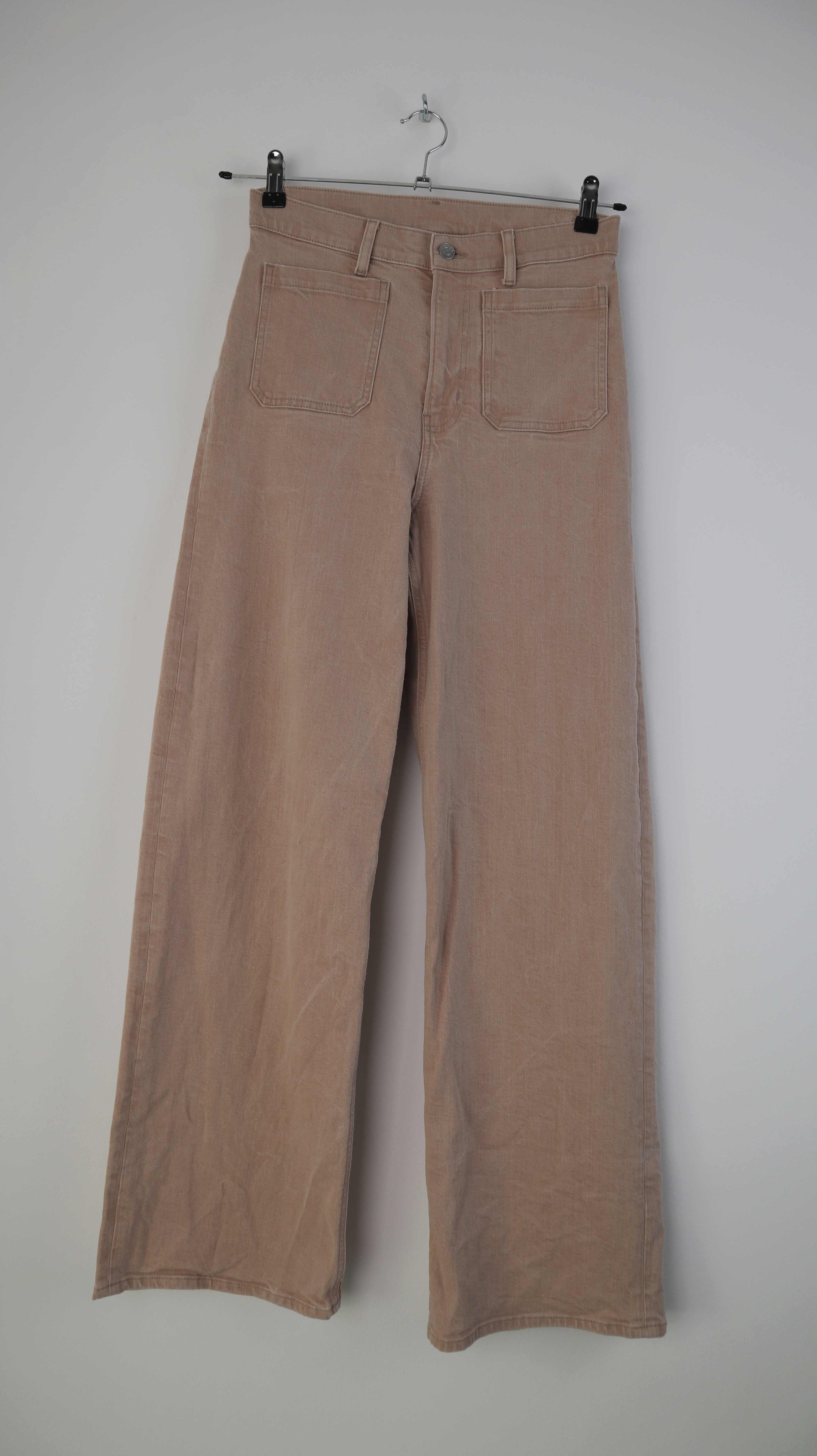 Arket Hose Beige 38 M flared high waist Creme Braun