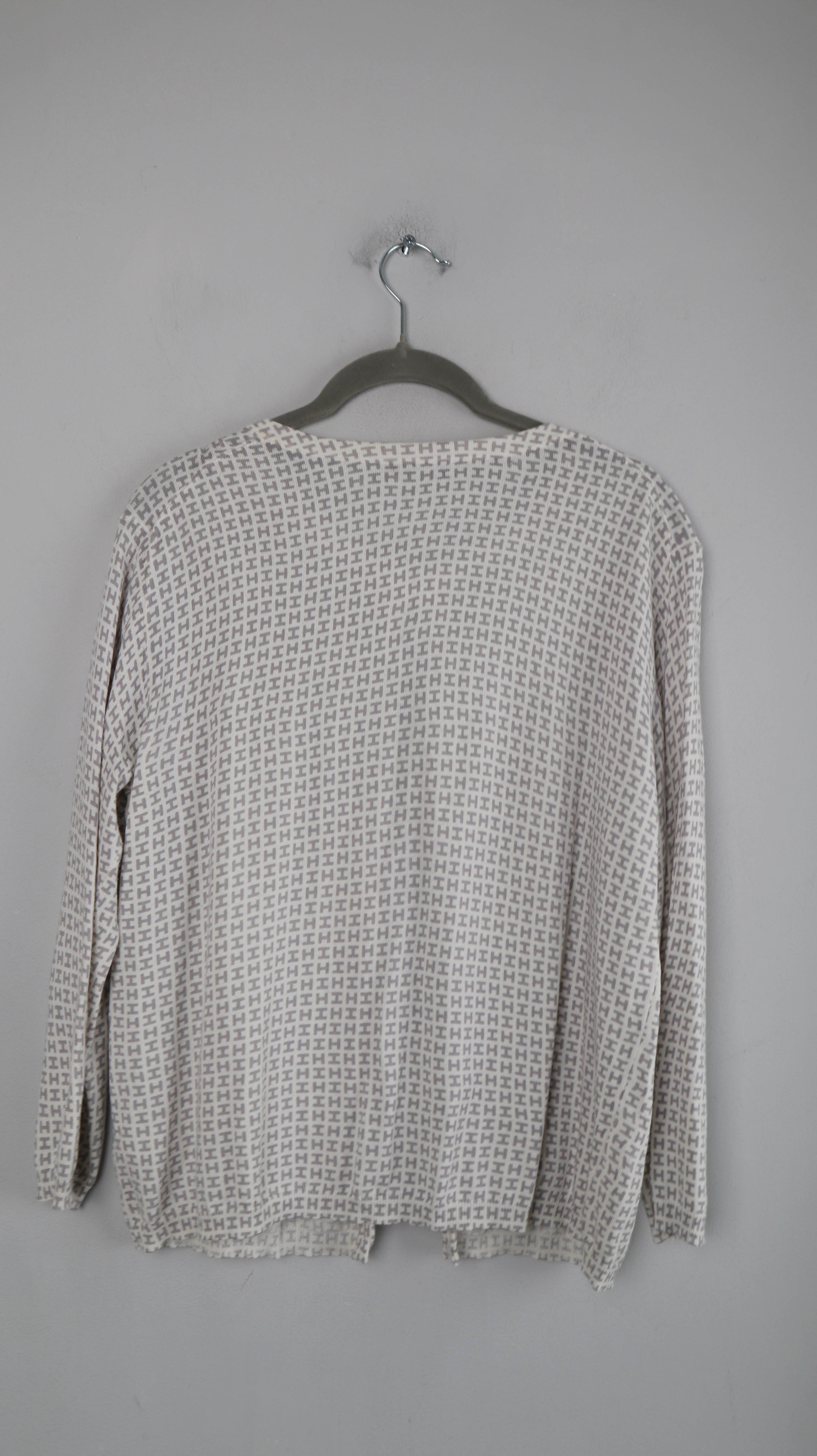 Hemisphere Cardigan Strickjacke weiß grau 42 Cashmere Baumwolle