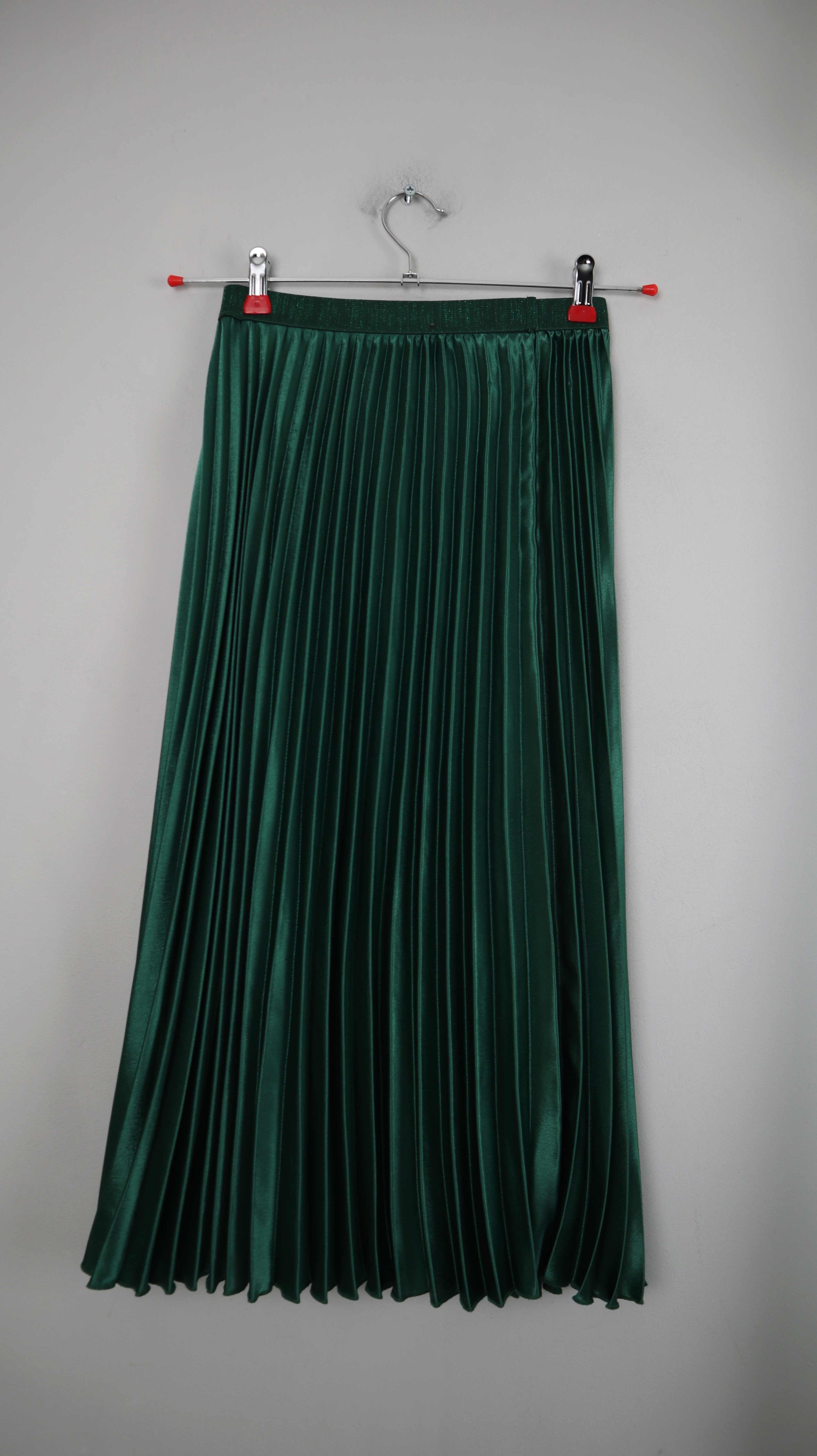 Primark Rock Faltenrock 36 S Grün Plissee Dunkelgrün Midi Midirock