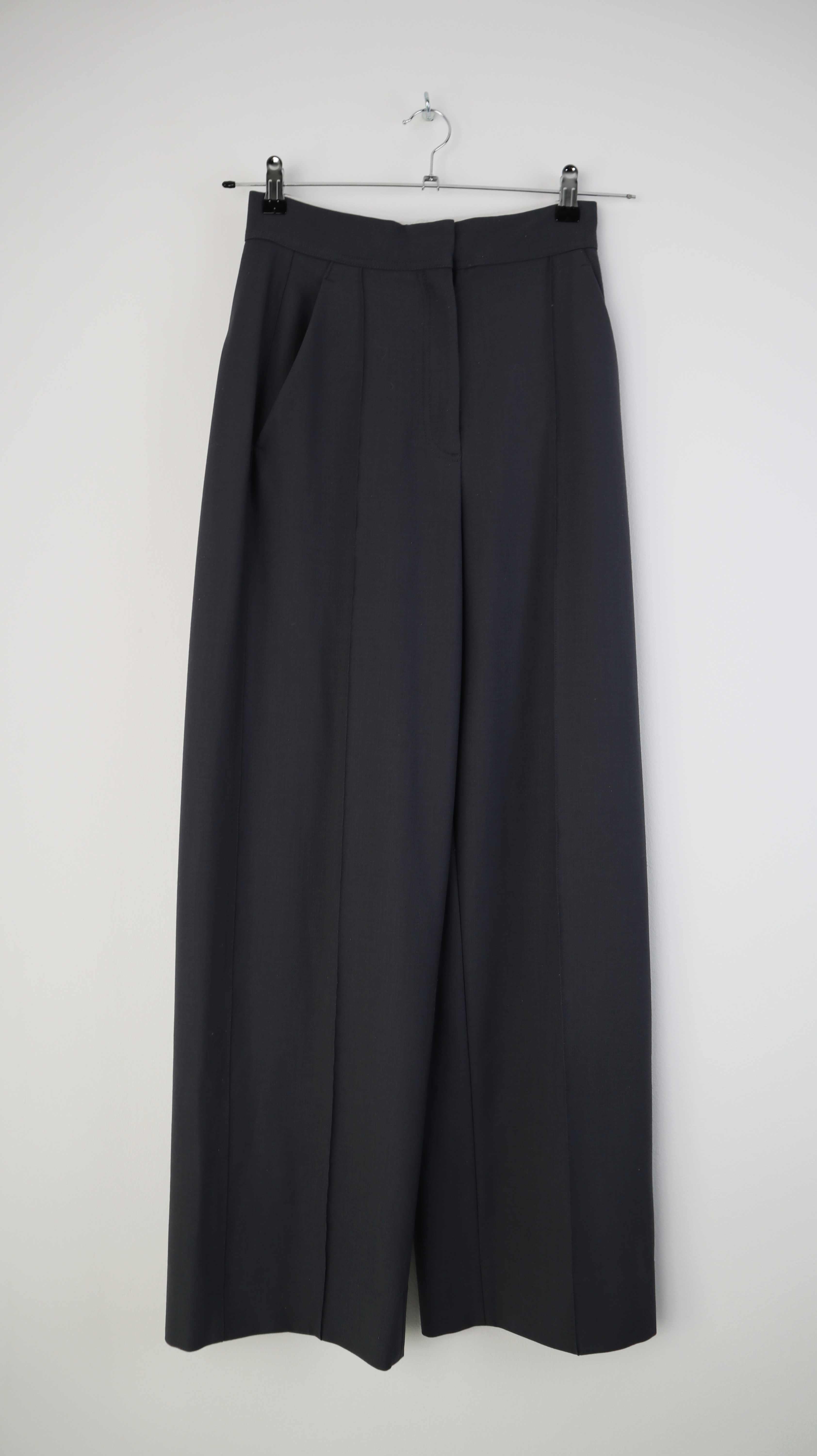 H&M Hose Grau Wolle Wollhose 36 S high waist Winterhose
