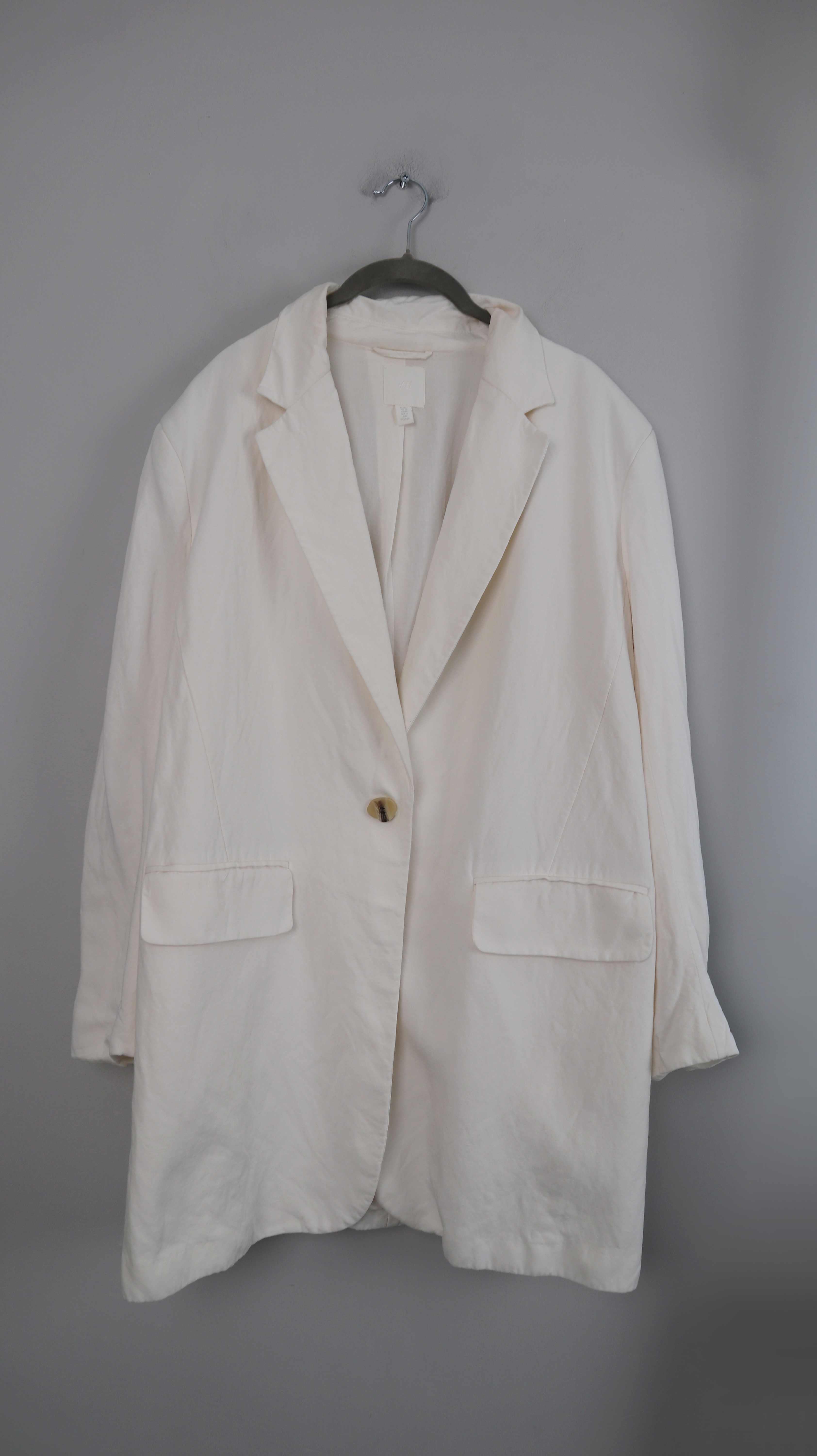 H&M Blazer Weiß 38 M oversized Leinen Leinenblazer Jacke