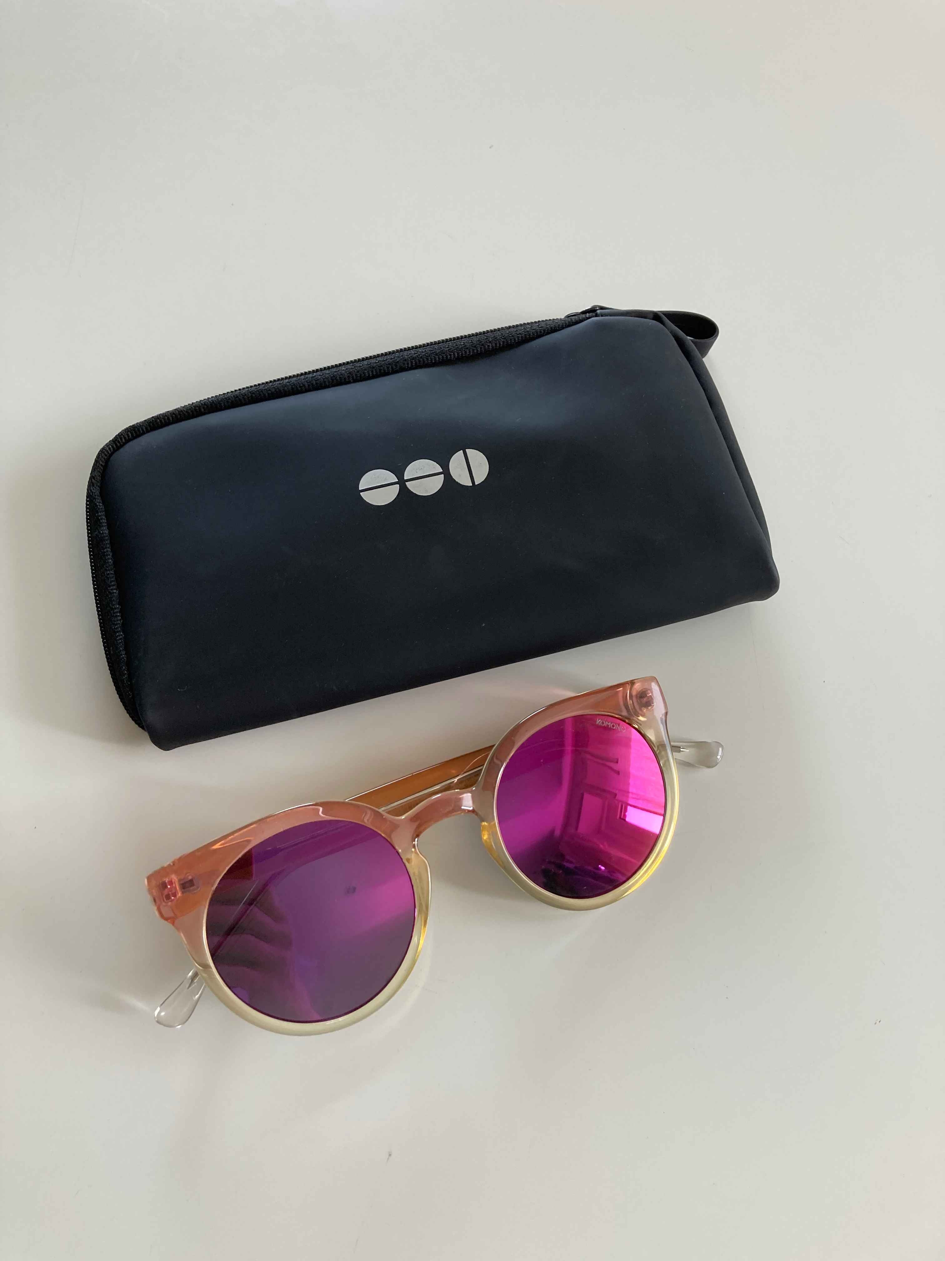 Komono Sonnenbrille Brille neu rund verspiegelt aprikot pink