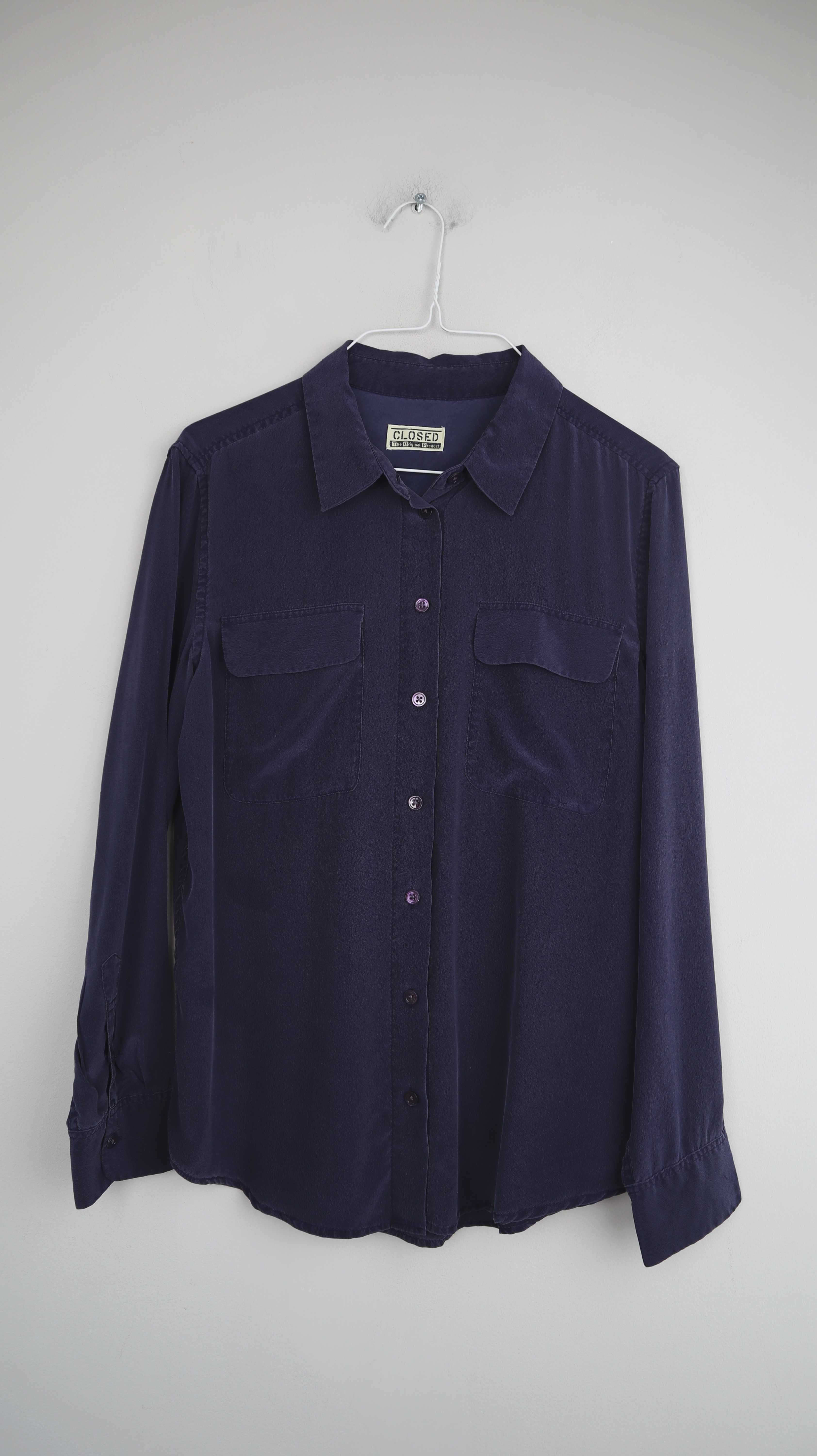 Closed Hemd Bluse Blau dunkelblau 36 S Marineblau Seide Seidenbluse