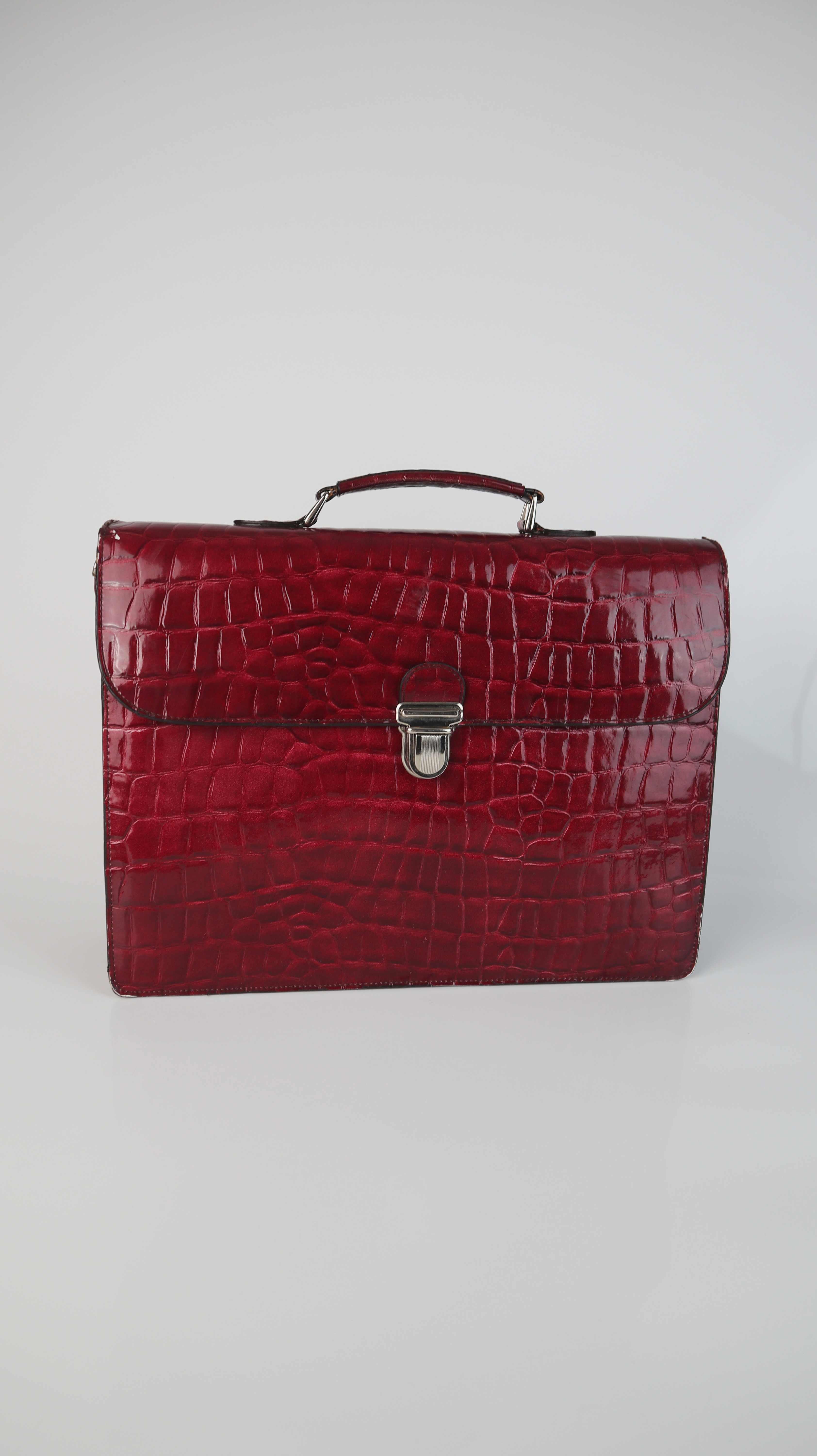 Picard Tasche Aktentasche rot Lackleder Bordeaux Prägung Laptoptasche