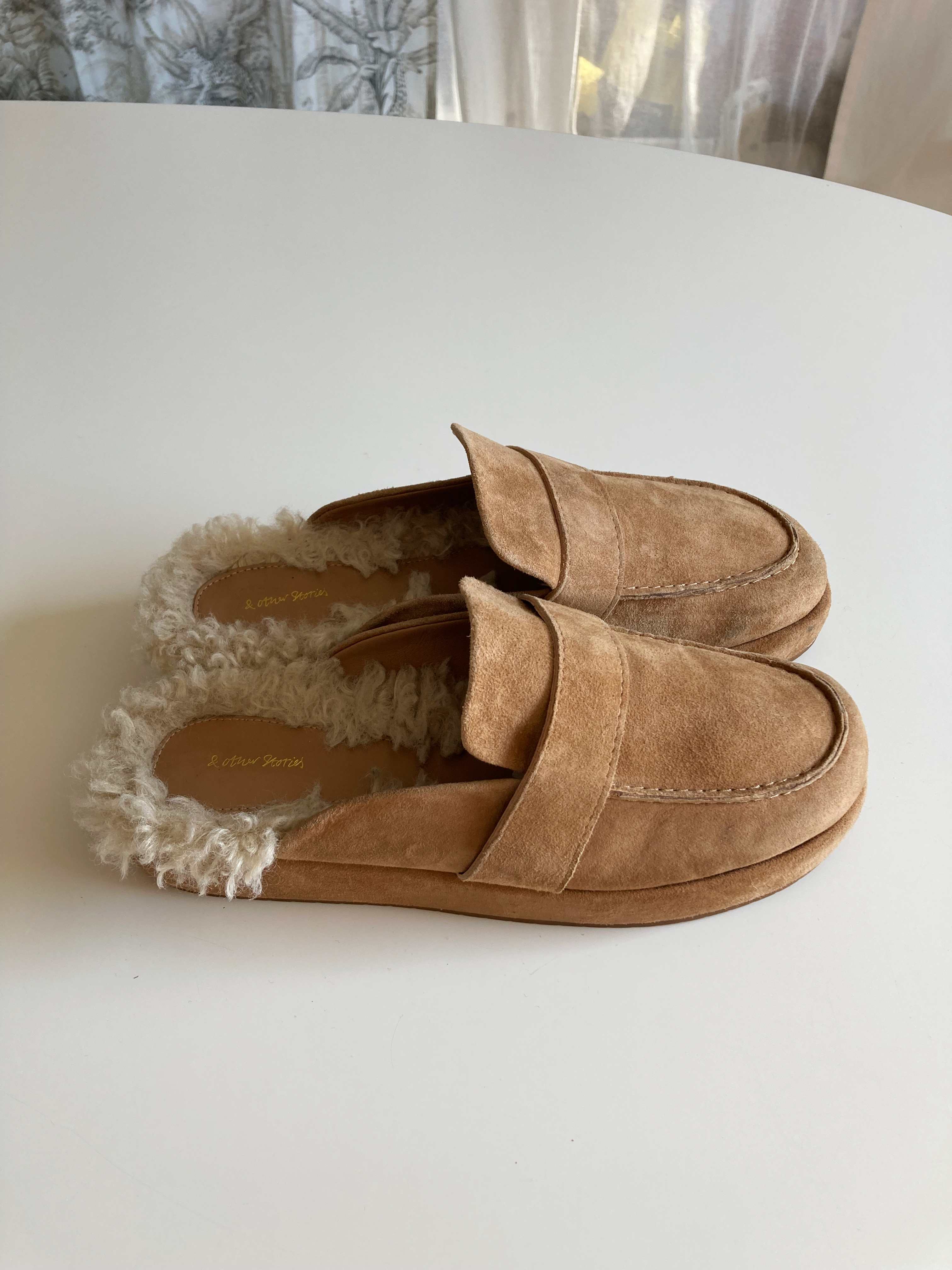 &other stories Slipper Braun 40 Wildleder Fell Loafer offen Halbschuhe