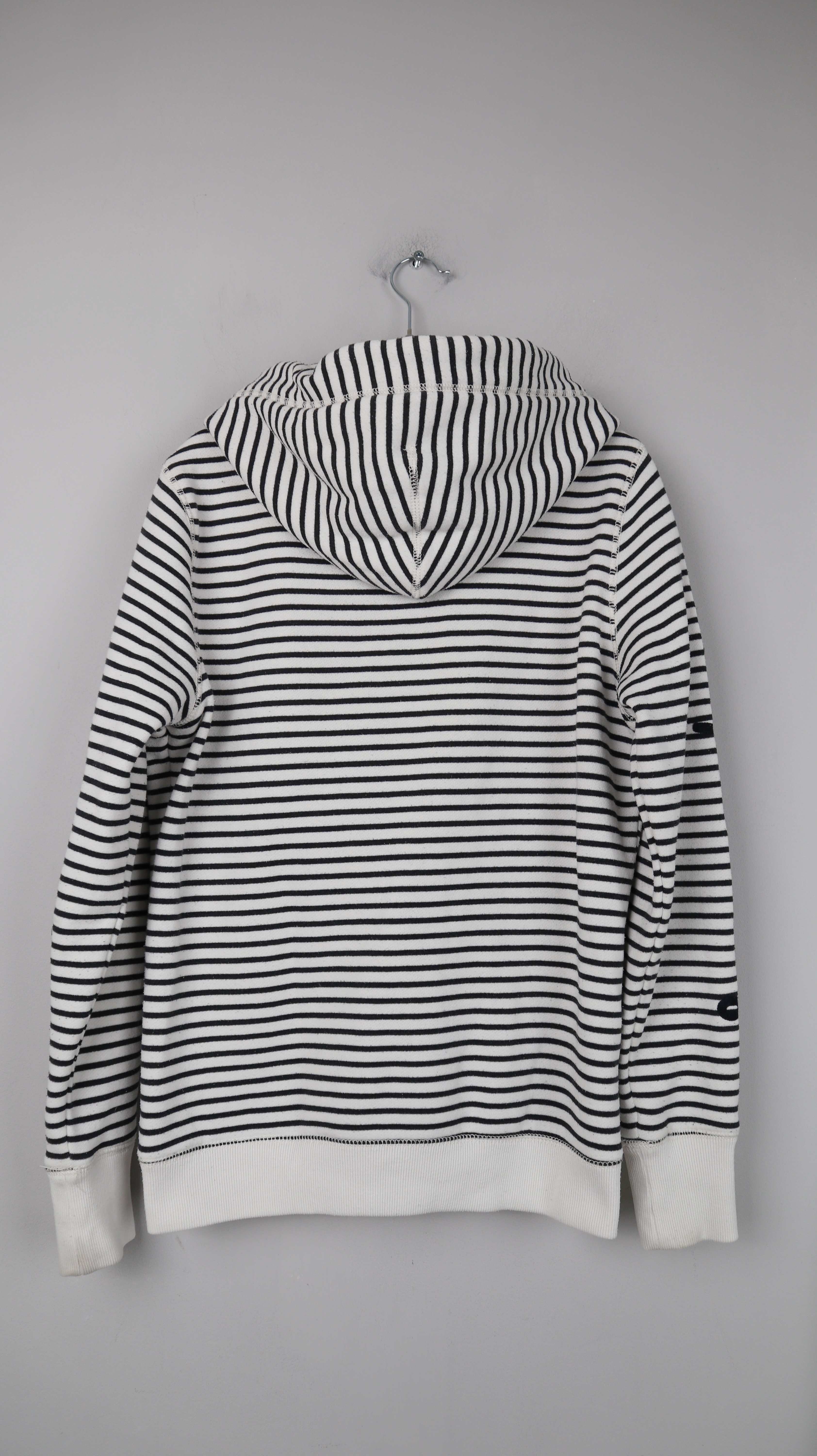 Superdry Strickjacke Hoodie Zipper schwarz weiß gestreift L Kapuze