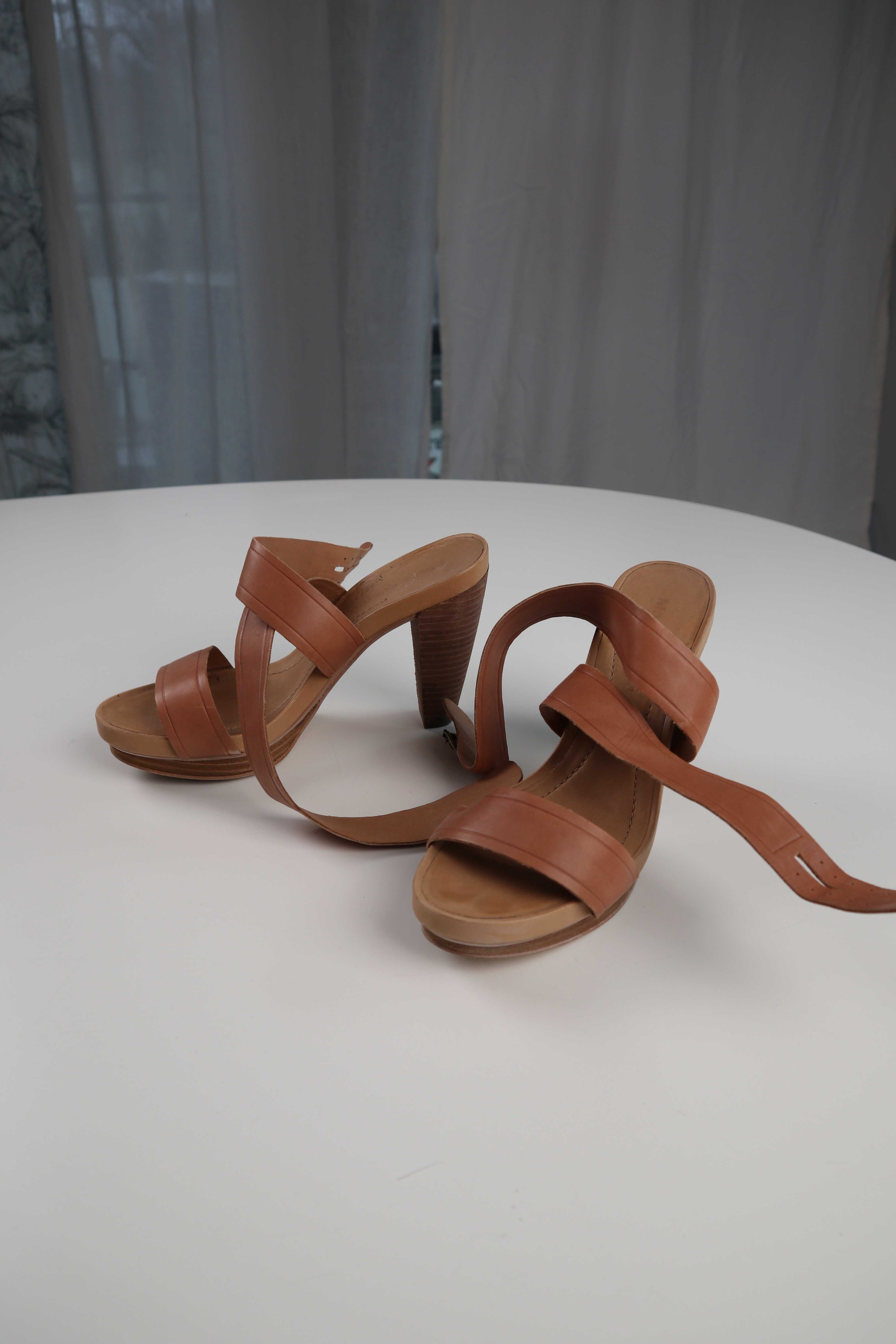 Marc O' Polo Heels Keilabsatzschuhe Riemchenpumps Leder Braun Riemchensandalen