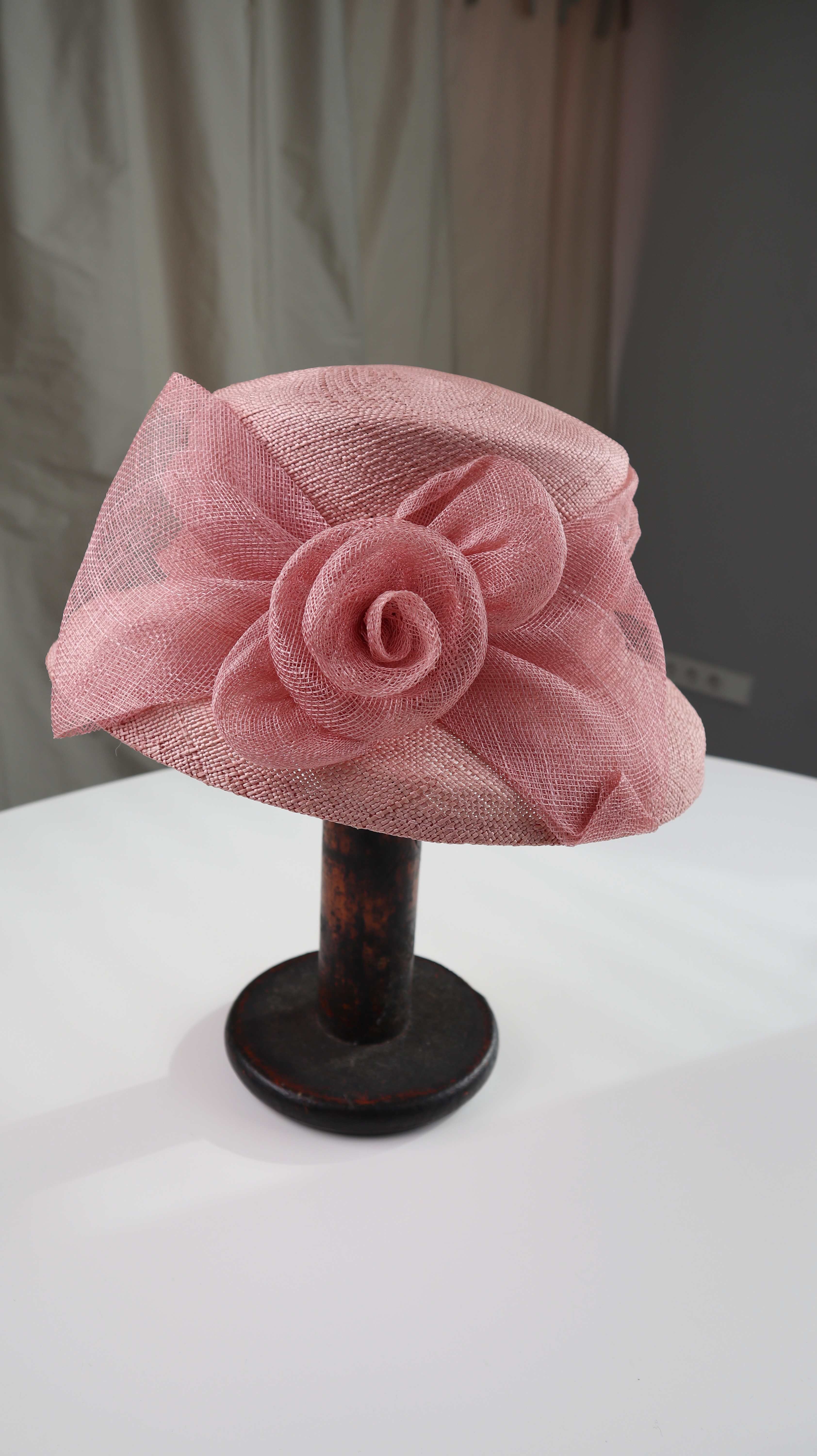 Seeberger Hut rosa Pink Hochzeitshut Korbgeflecht rund 57