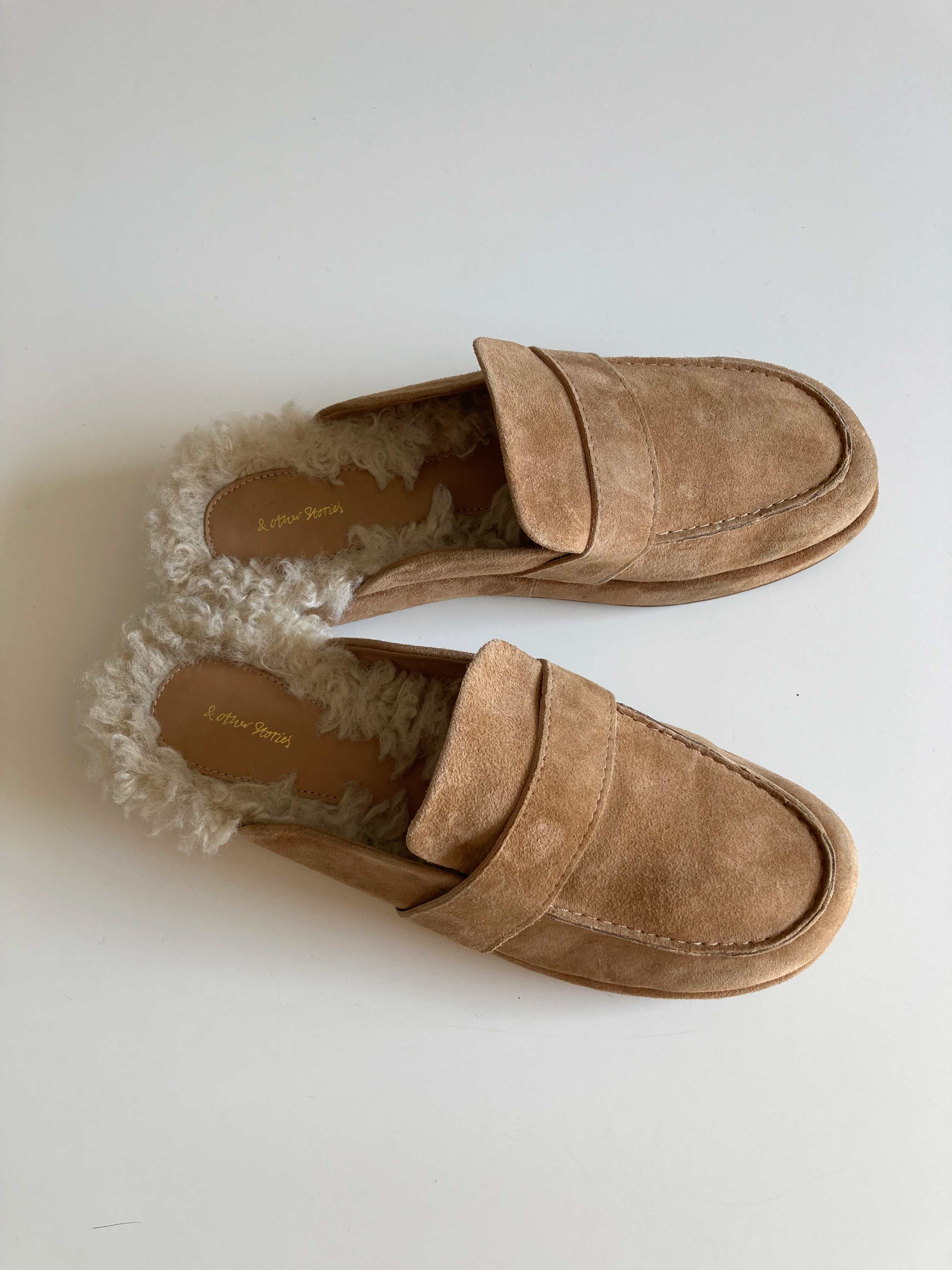 &other stories Slipper Braun 40 Wildleder Fell Loafer offen Halbschuhe