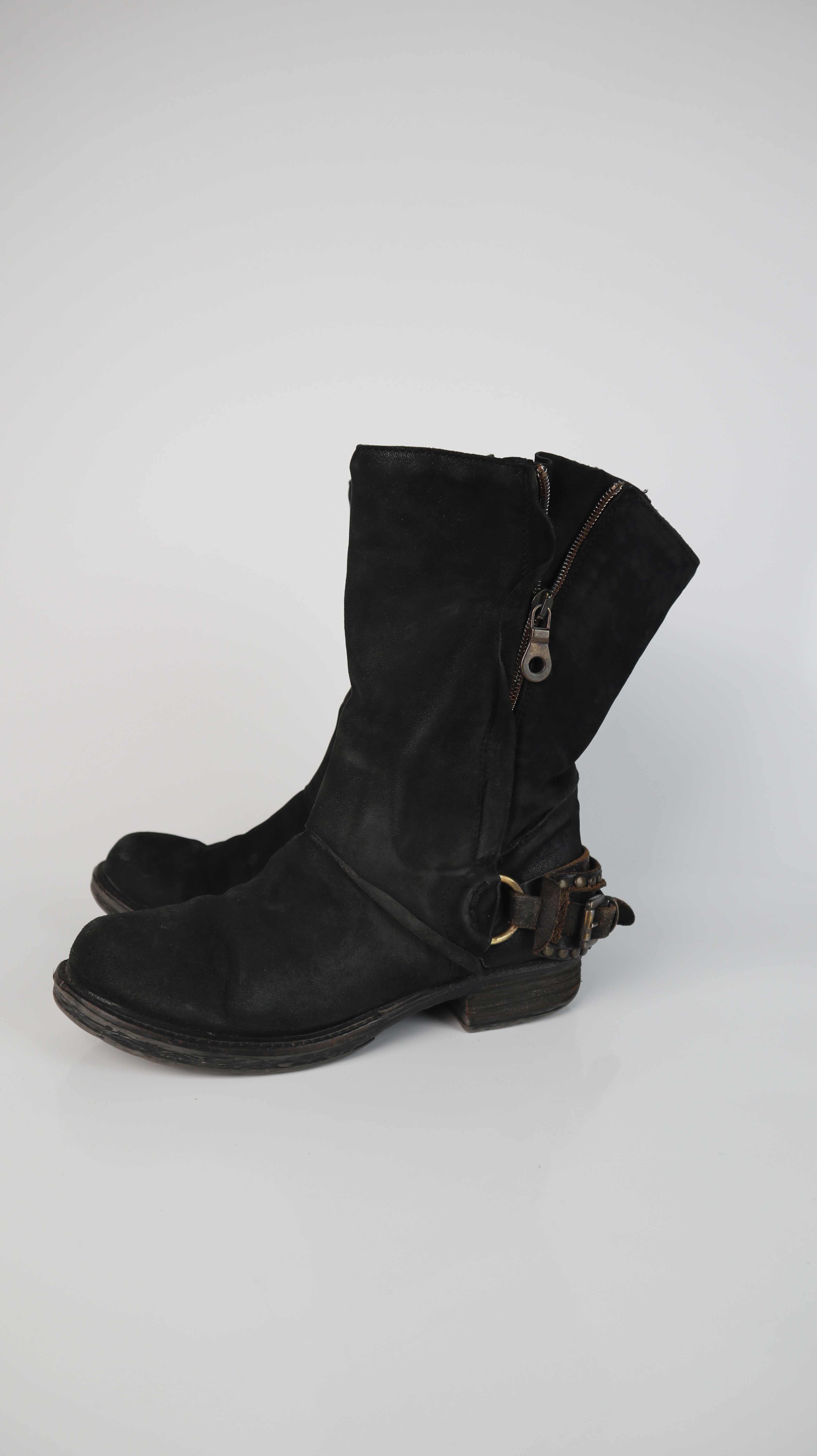 Piranha Stiefel Stiefeletten schwarz 38 Lederstiefel Bikerboots Boots