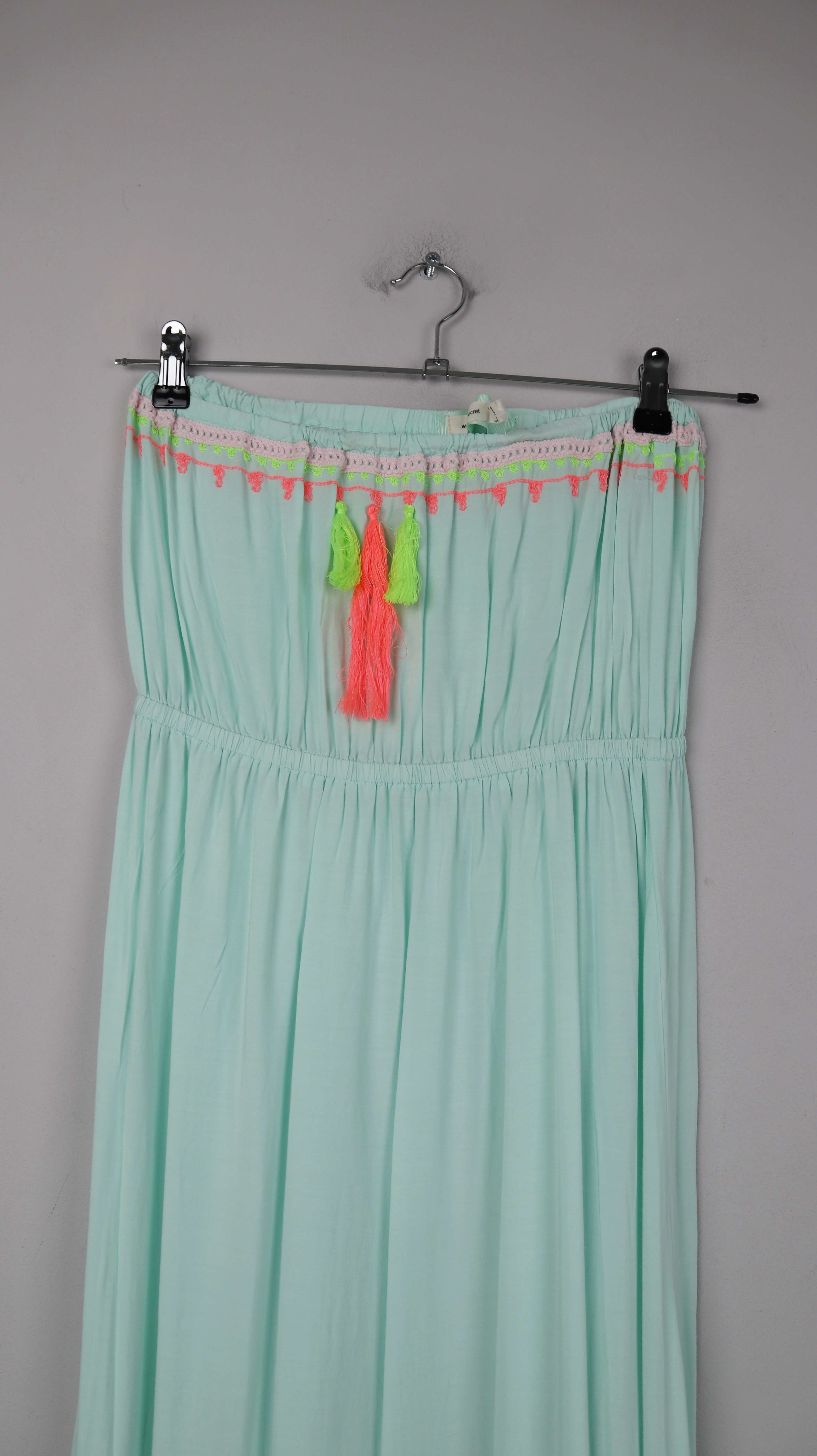 Maxikleid Mint Grün lang Strandkleid Schulterfrei 40 L Womens Secret